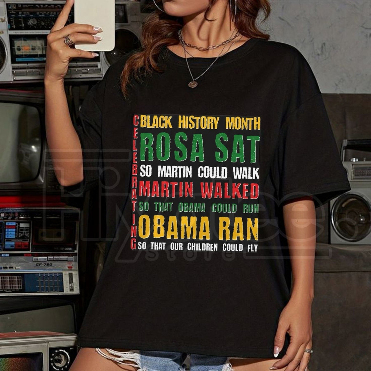 Celebrating Black History Month Premium T-Shirt – Rosa, Martin, Obama Graphic Tee