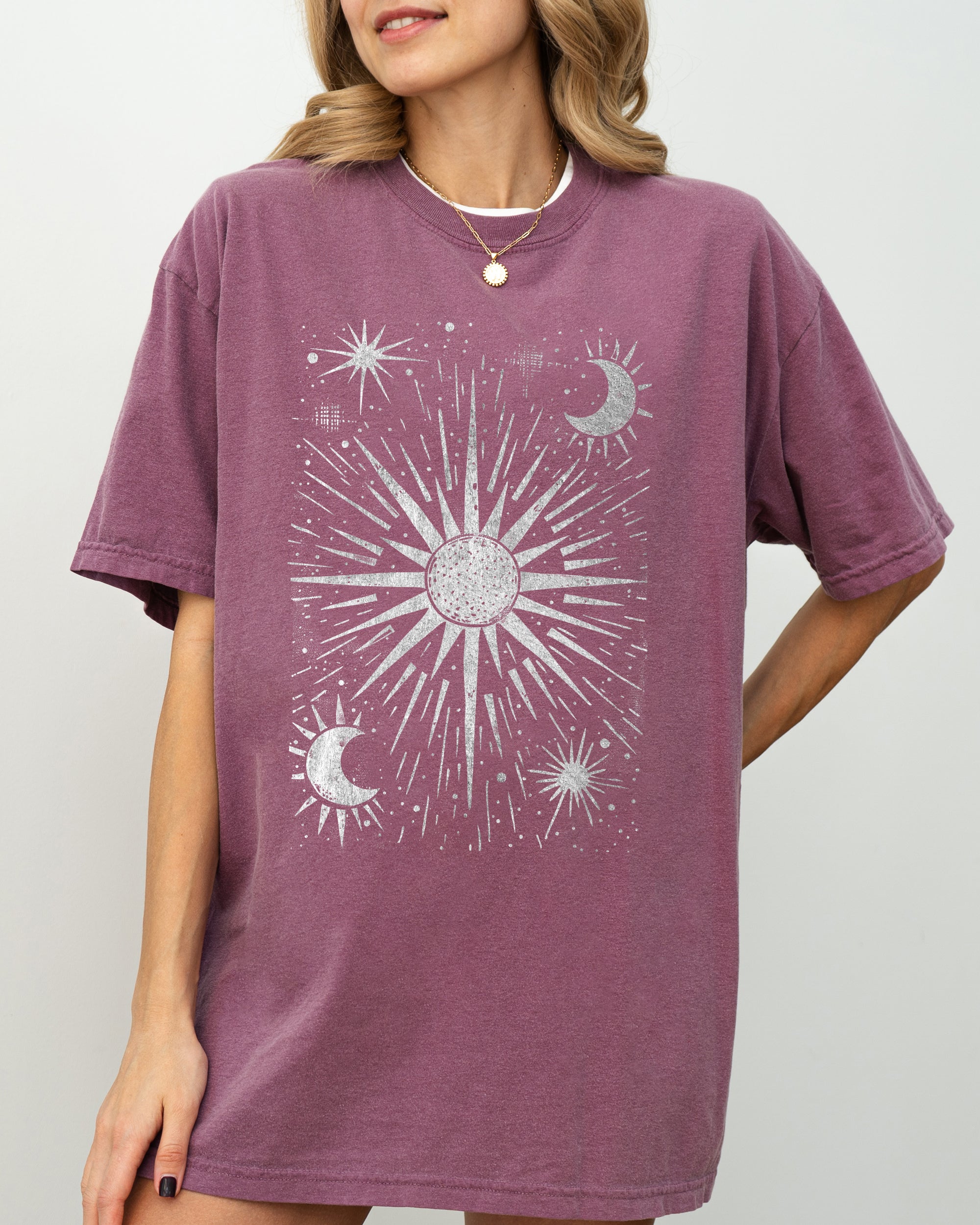 Celestial Stars, Moon, Mystical, Space Night Sky Print Limited Edition Comfort Colors Tee
