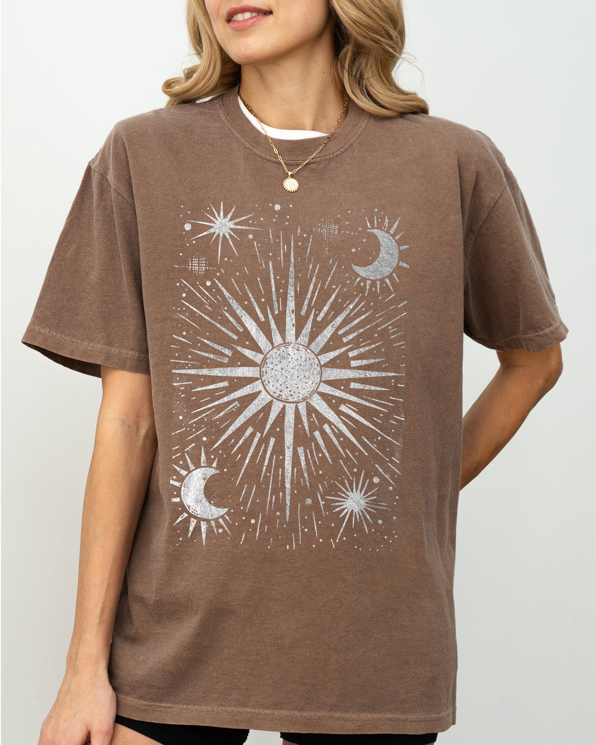 Celestial Stars, Moon, Mystical, Space Night Sky Print Limited Edition Comfort Colors Tee