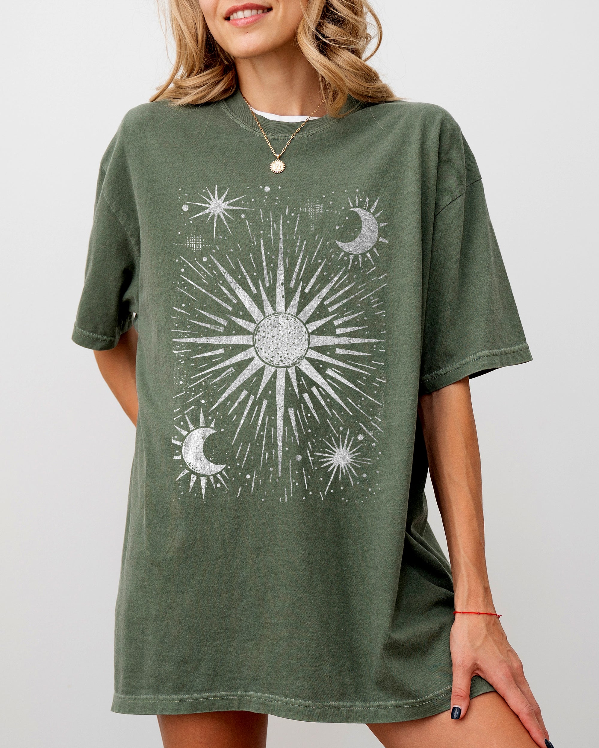 Celestial Stars, Moon, Mystical, Space Night Sky Print Limited Edition Comfort Colors Tee