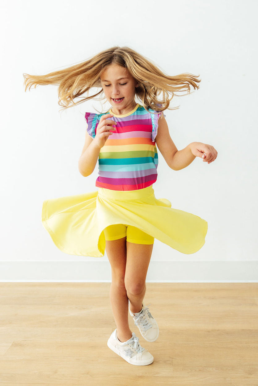 Cheerful Stripes S/S Ruffle Tee