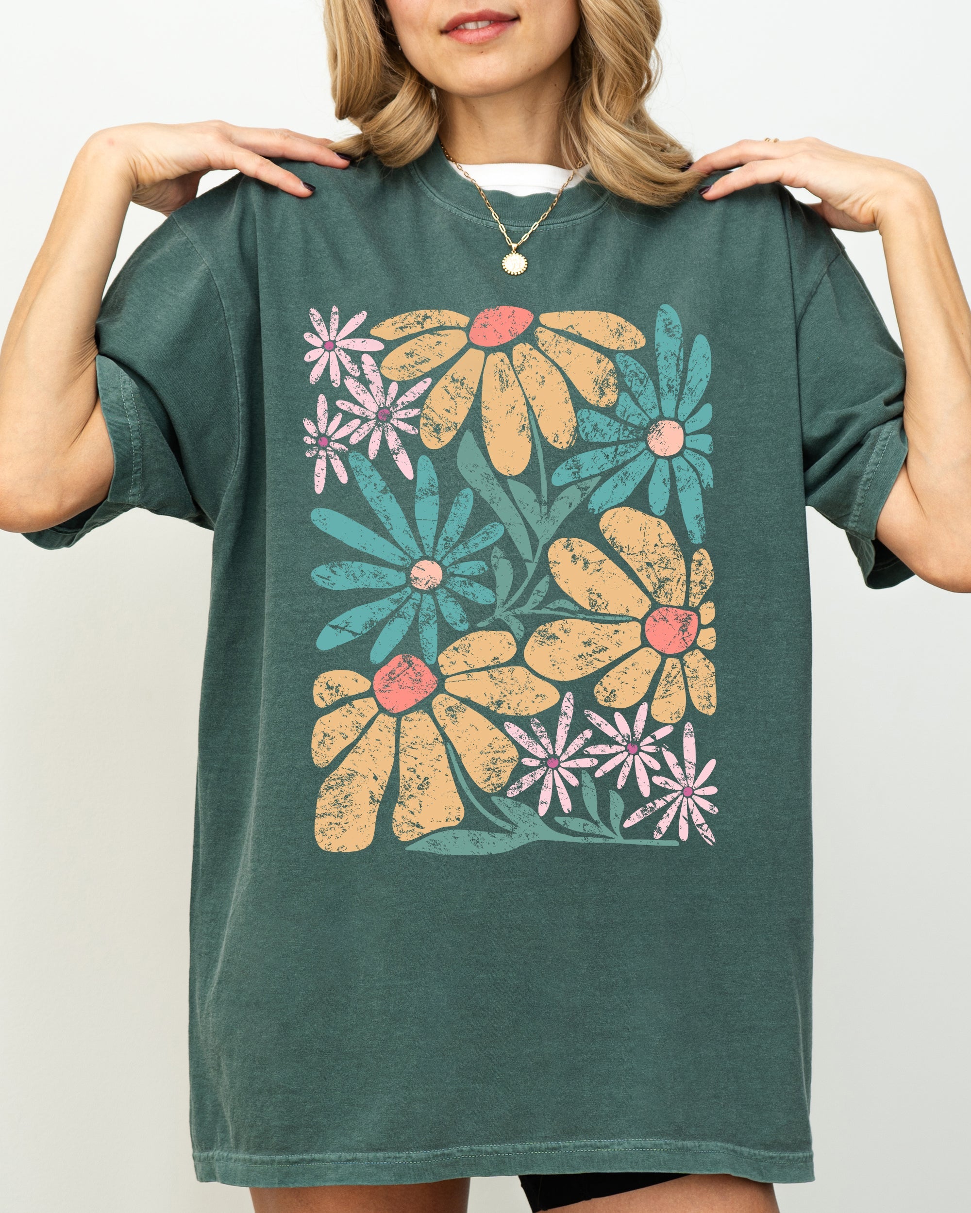 Chic Gorgeous Abstract Flowers Boho Floral Design Summer Vibes Gardening Festival Nature Comfort Colors Tee
