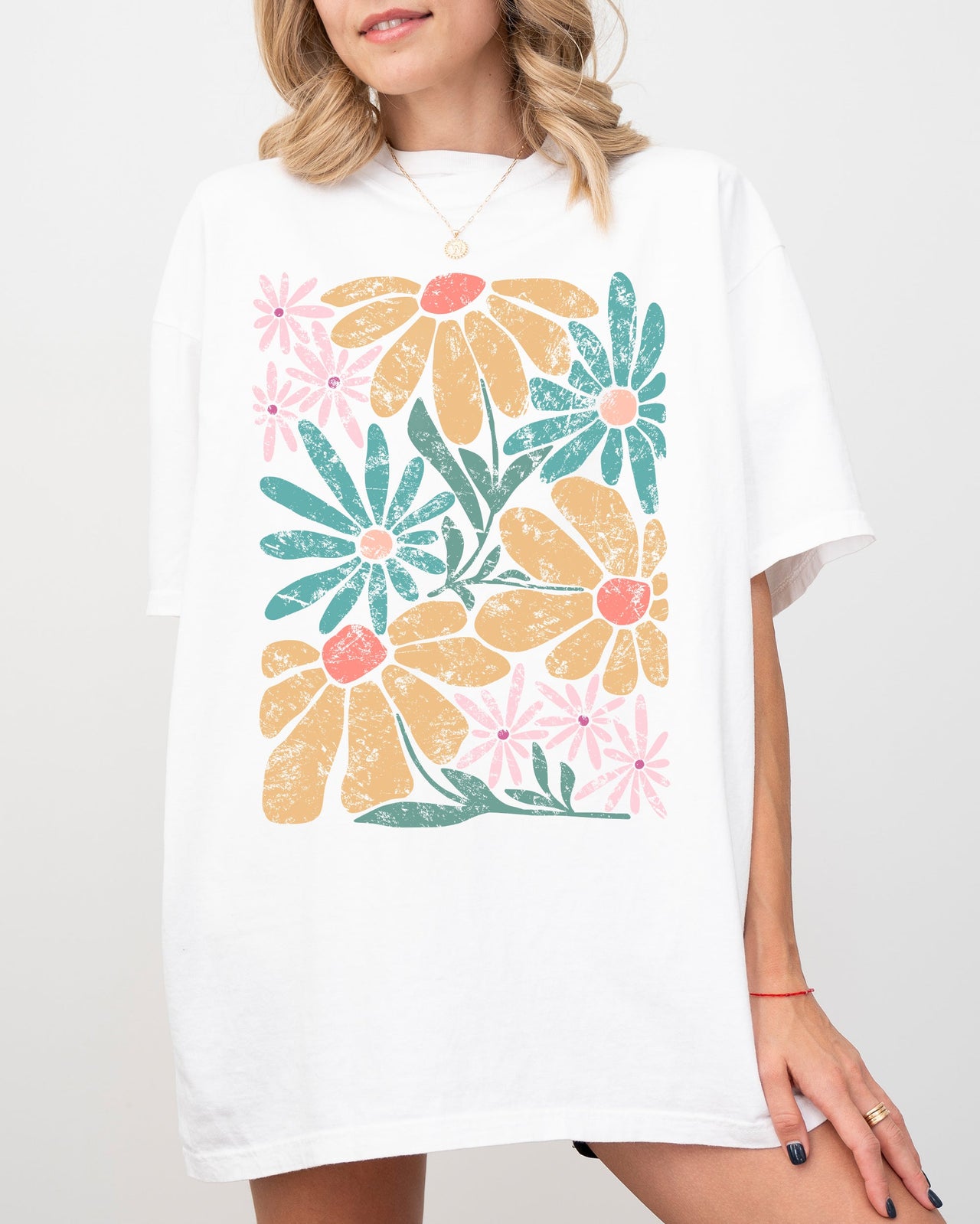 Chic Gorgeous Abstract Flowers Boho Floral Design Summer Vibes Gardening Festival Nature Comfort Colors Tee