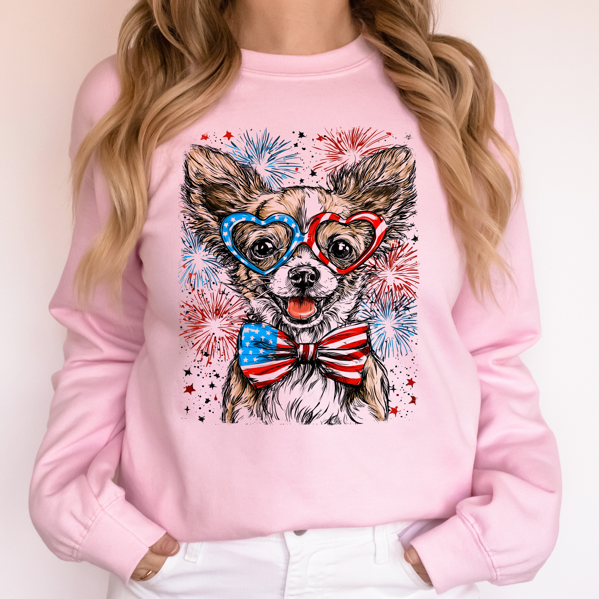 Chihuahua Patriotic American Flag Lover Dog USA Pride Graphic With Stars And Stripes National Flag Edition Sweatshirt