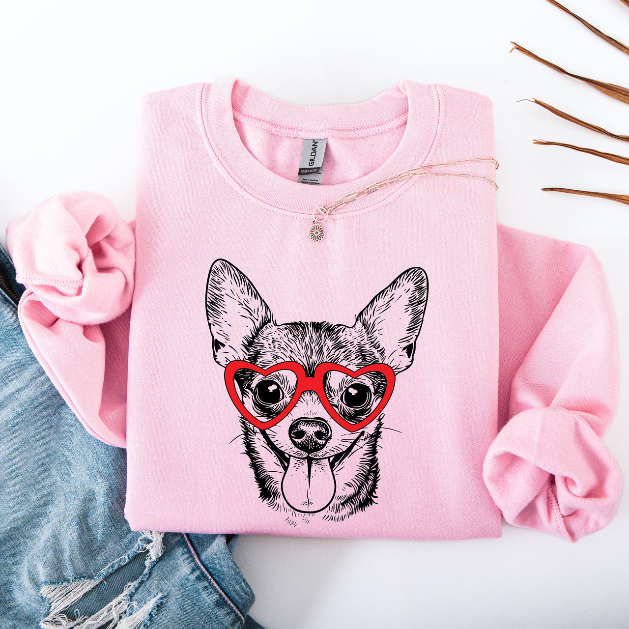 Chihuahua Dog Lover Apparel Pet Breed Cozy Heartwarming Paw Print Graphic Sweatshirt