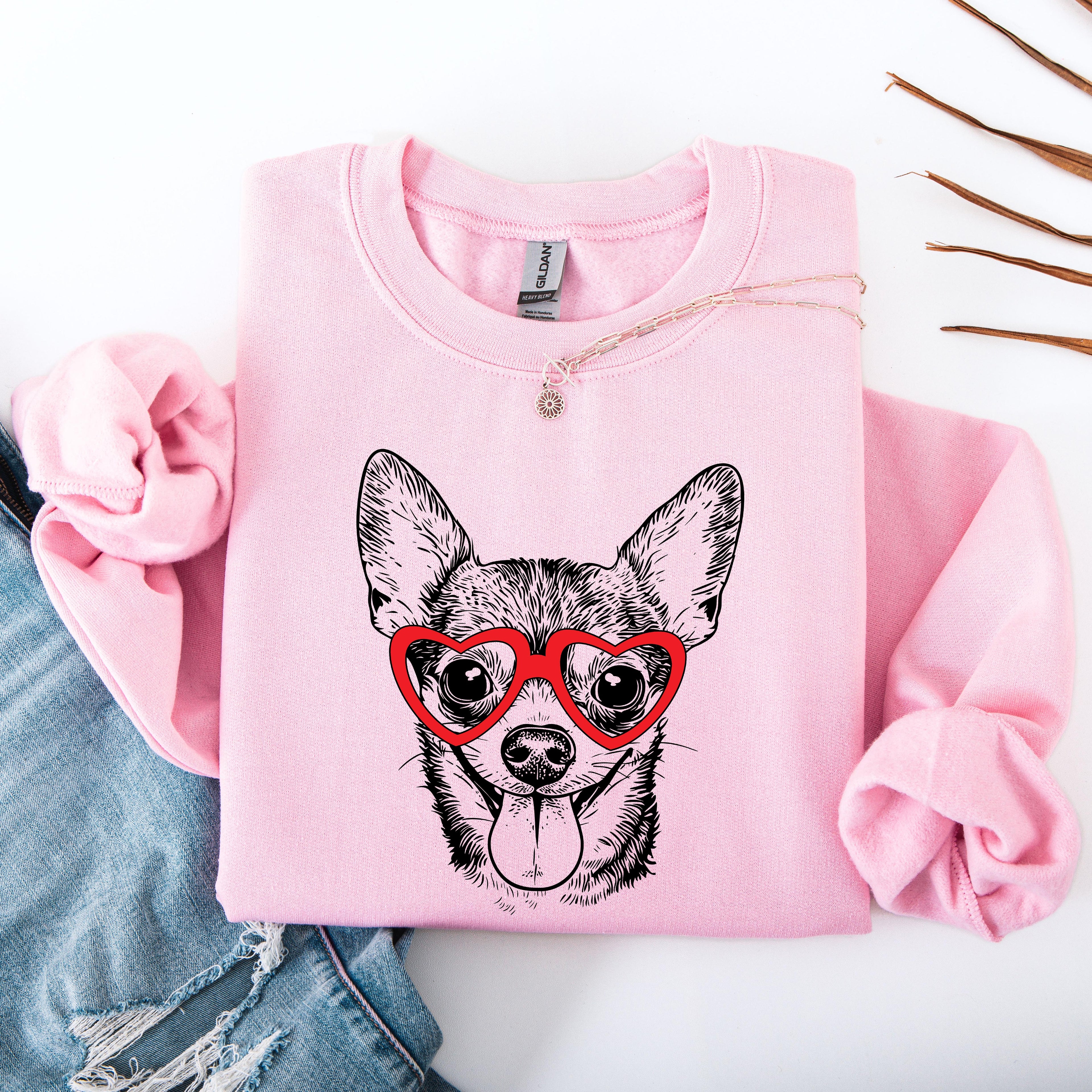 Chihuahua Dog Lover Apparel Pet Breed Cozy Heartwarming Paw Print Graphic Sweatshirt