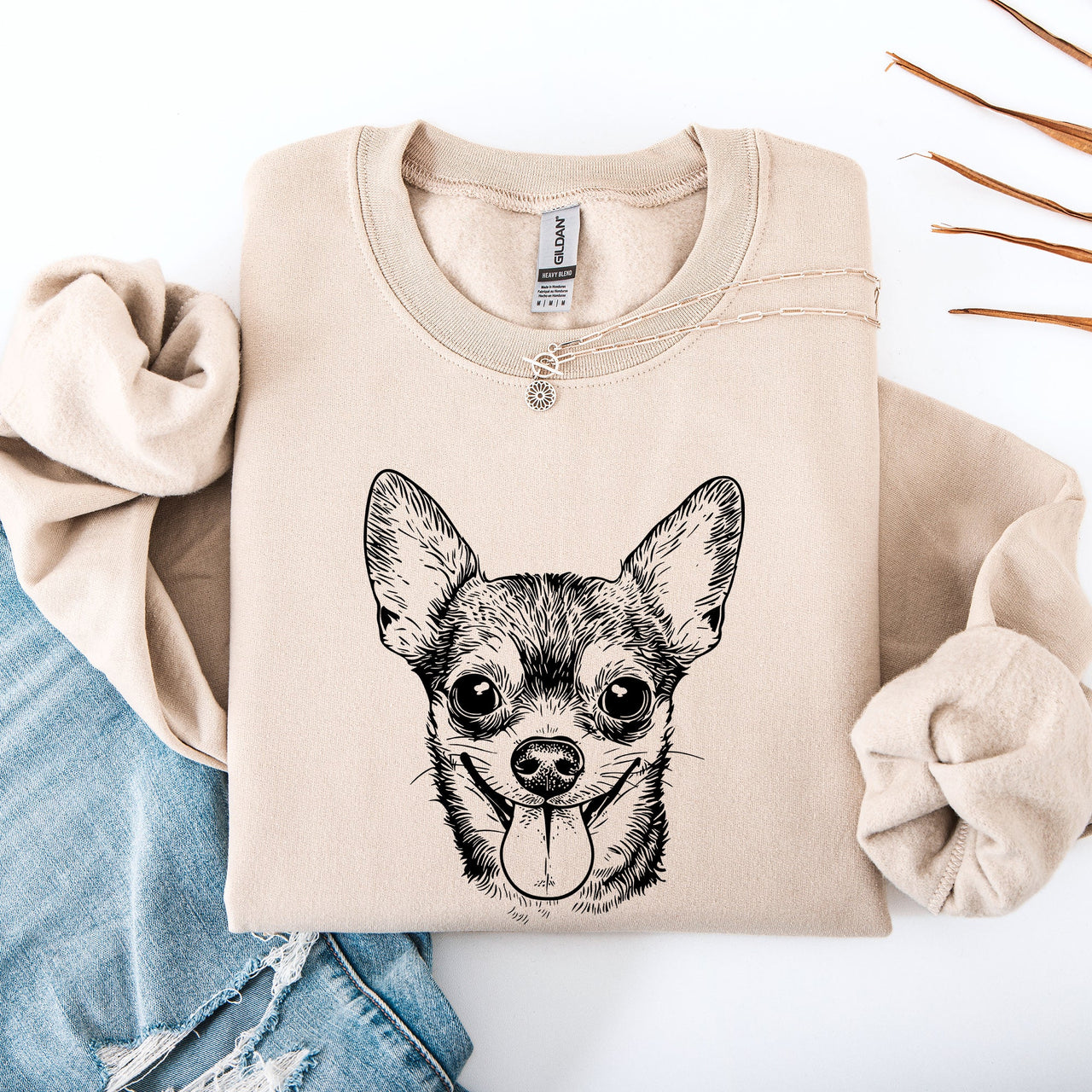 Chihuahua Dog Lover Apparel Pet Breed Cozy Heartwarming Paw Print Graphic Sweatshirt