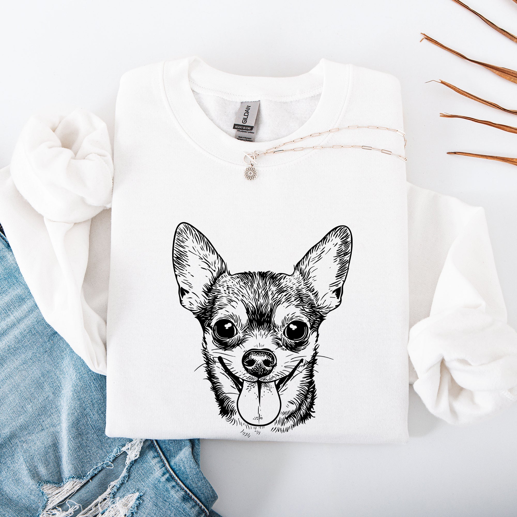 Chihuahua Dog Lover Apparel Pet Breed Cozy Heartwarming Paw Print Graphic Sweatshirt