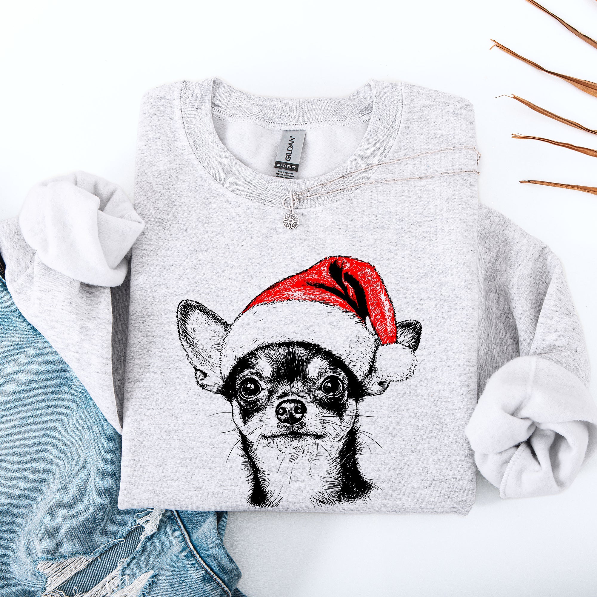 Chihuahua Santa Claus Christmas Pups Holiday Cheer Dog Lovers Festive Pet Portrait Sweatshirt