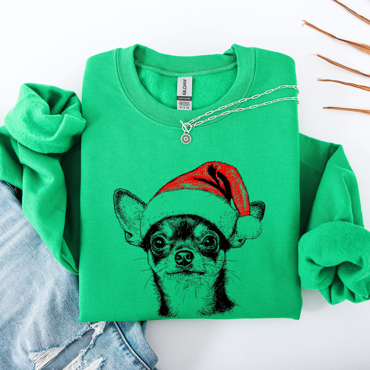 Chihuahua Santa Claus Christmas Pups Holiday Cheer Dog Lovers Festive Pet Portrait Sweatshirt