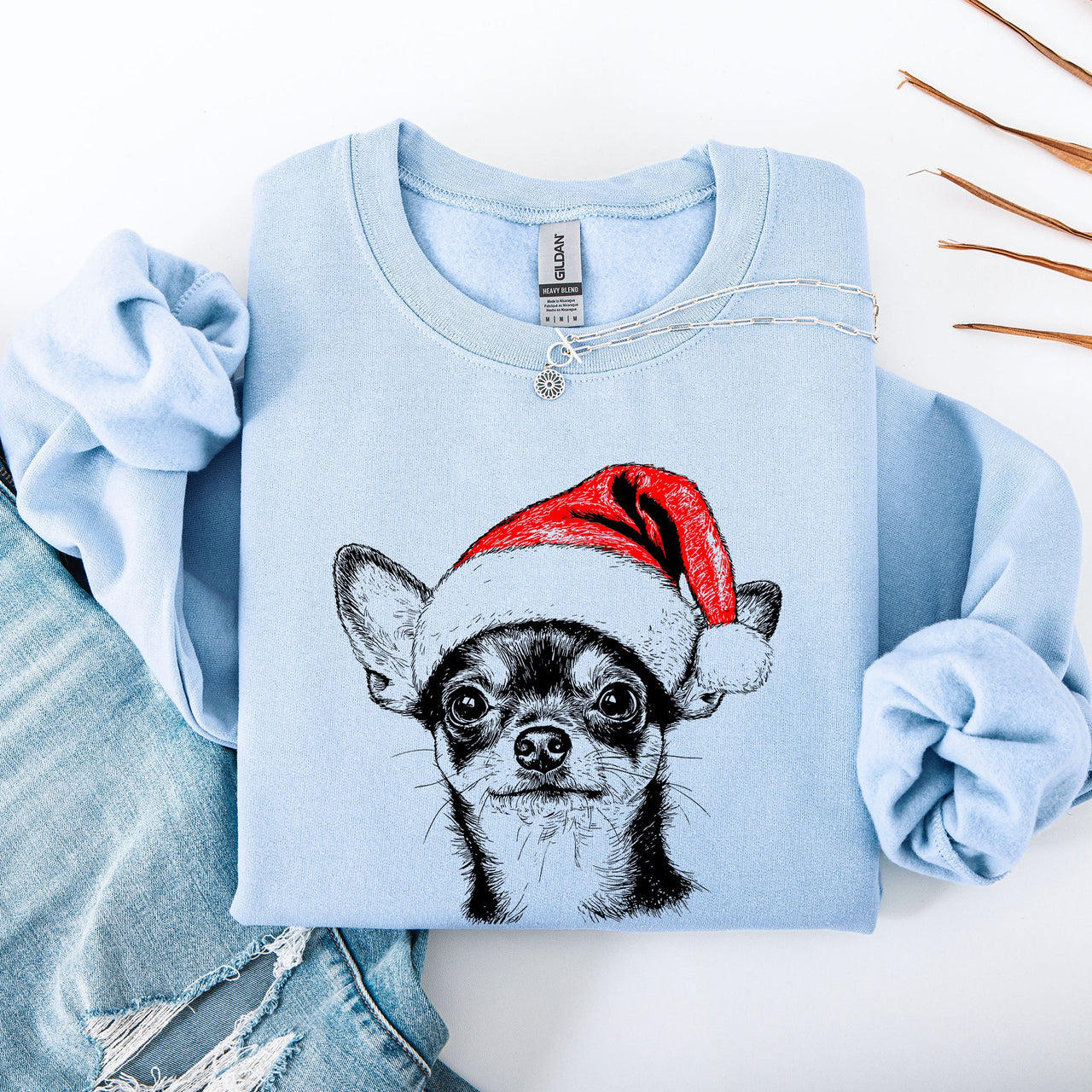 Chihuahua Santa Claus Christmas Pups Holiday Cheer Dog Lovers Festive Pet Portrait Sweatshirt