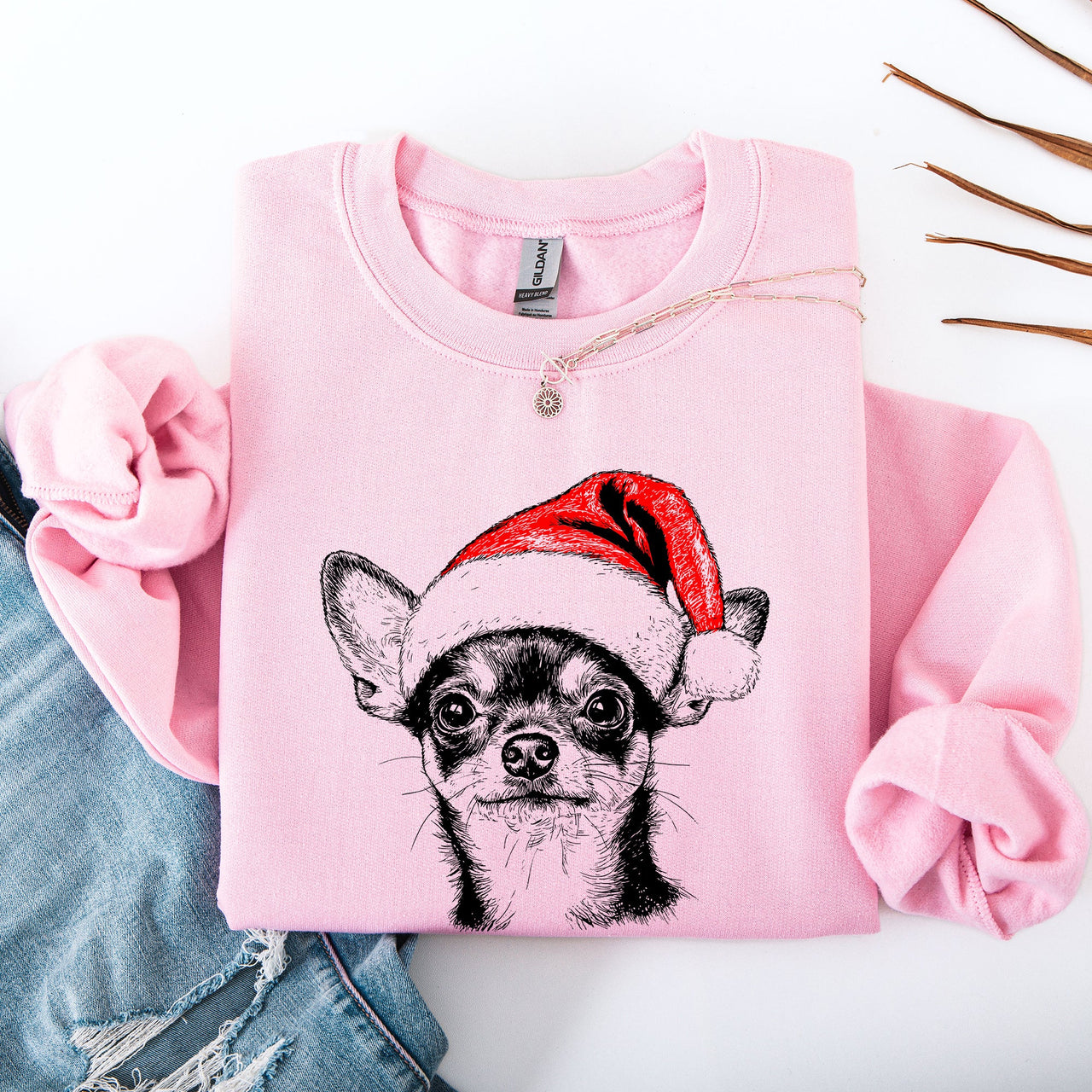 Chihuahua Santa Claus Christmas Pups Holiday Cheer Dog Lovers Festive Pet Portrait Sweatshirt