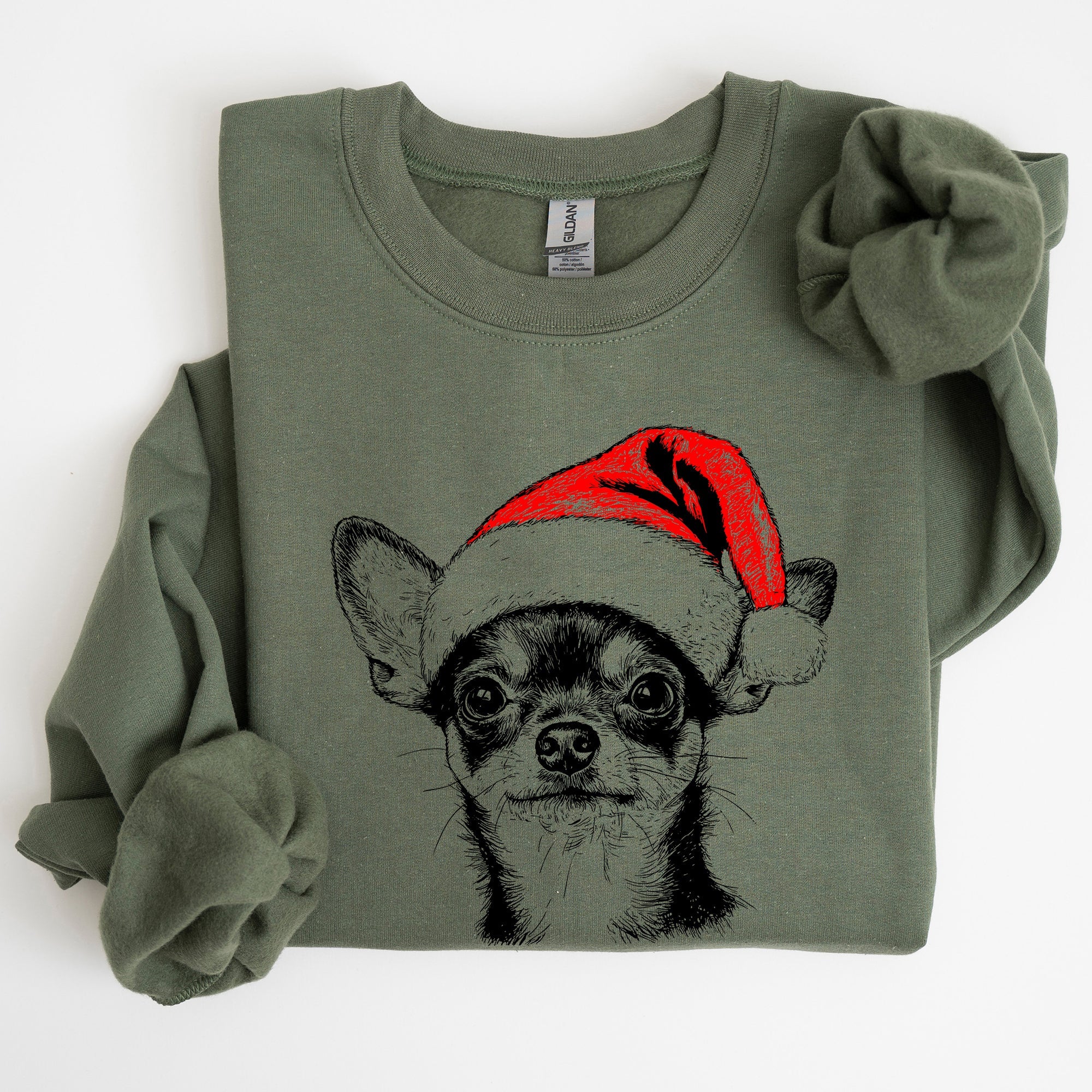 Chihuahua Santa Claus Christmas Pups Holiday Cheer Dog Lovers Festive Pet Portrait Sweatshirt