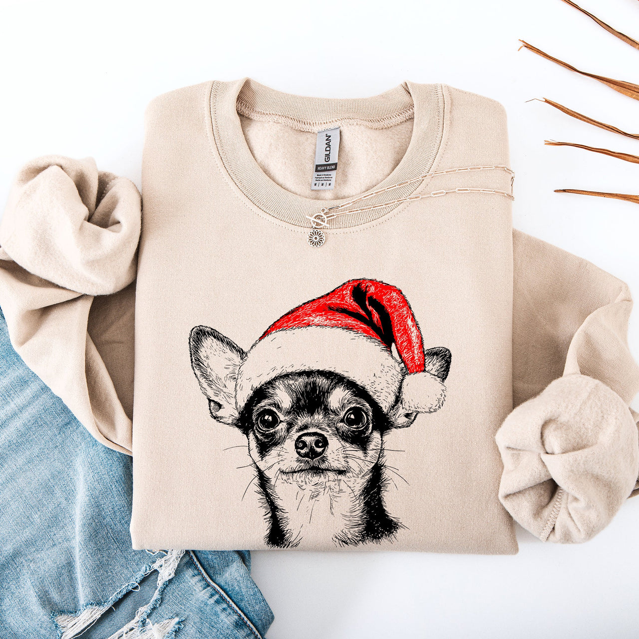 Chihuahua Santa Claus Christmas Pups Holiday Cheer Dog Lovers Festive Pet Portrait Sweatshirt
