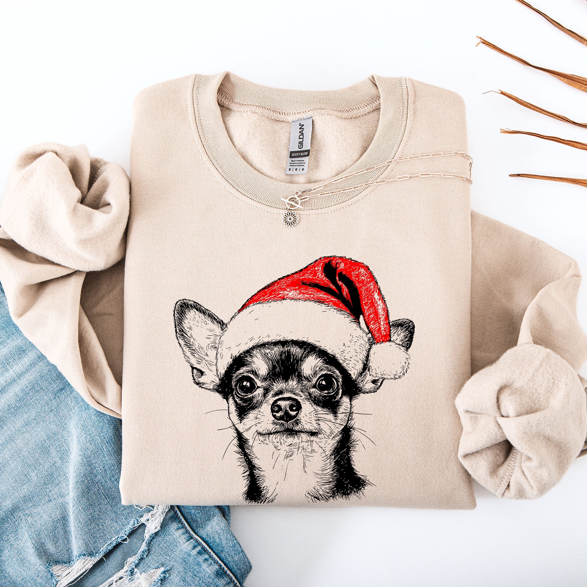 Chihuahua Santa Claus Christmas Pups Holiday Cheer Dog Lovers Festive Pet Portrait Sweatshirt