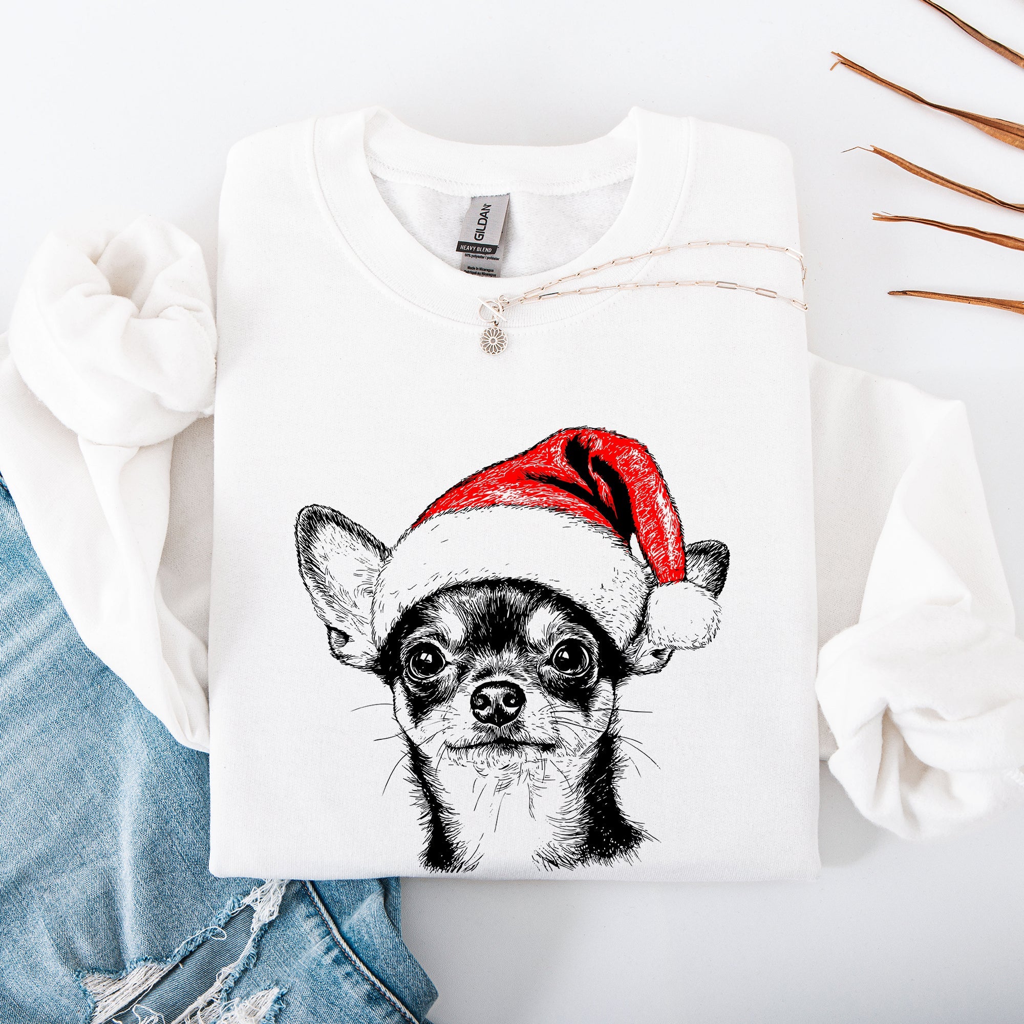 Chihuahua Santa Claus Christmas Pups Holiday Cheer Dog Lovers Festive Pet Portrait Sweatshirt