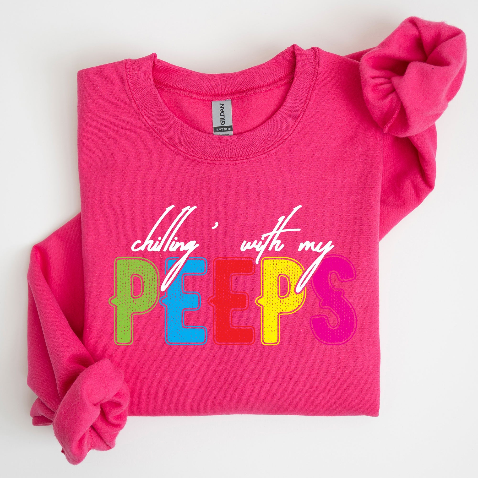Chilling With My Peeps Easter Retro Candy Nostalgia Print Design Holiday Edition Sweatshirt