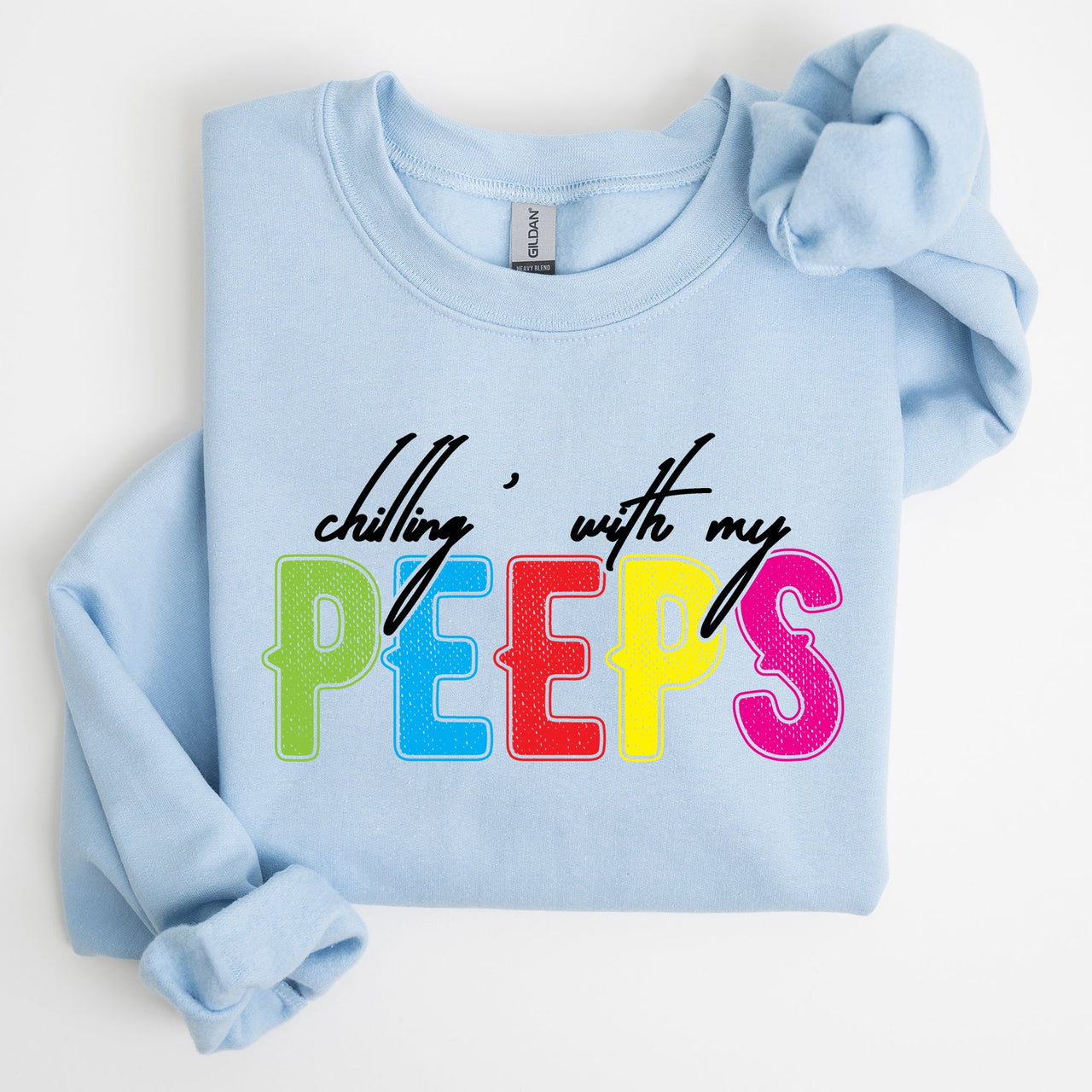 Chilling With My Peeps Easter Retro Candy Nostalgia Print Design Holiday Edition Sweatshirt