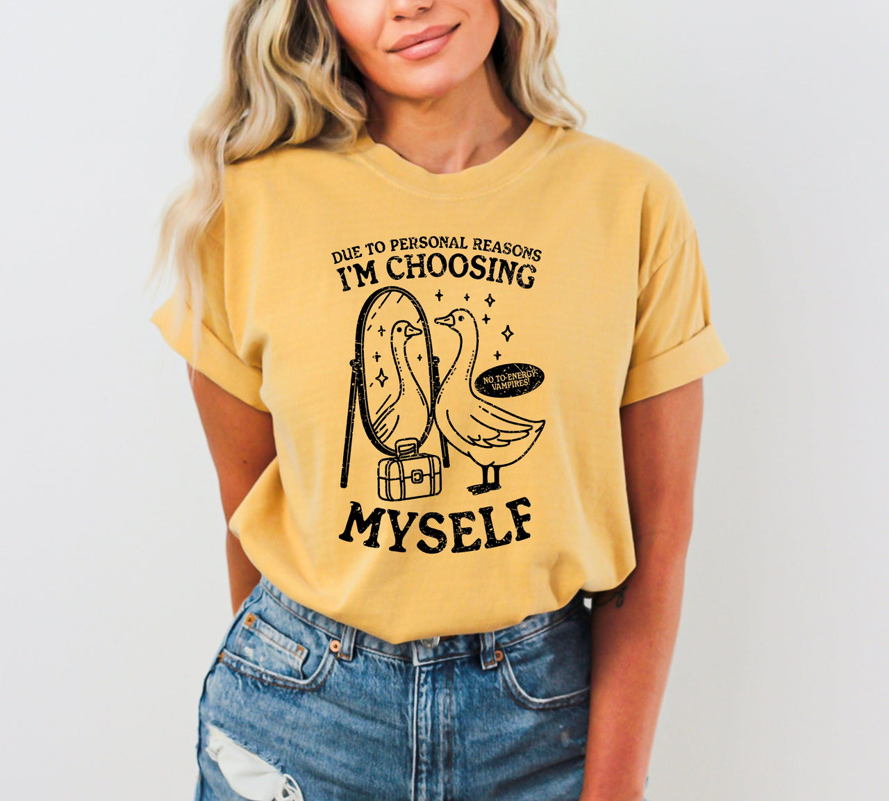 Choosing Myself Mental Health Self Care Meme Positive Reminder Daily Affirmation Comfort Colors Tee