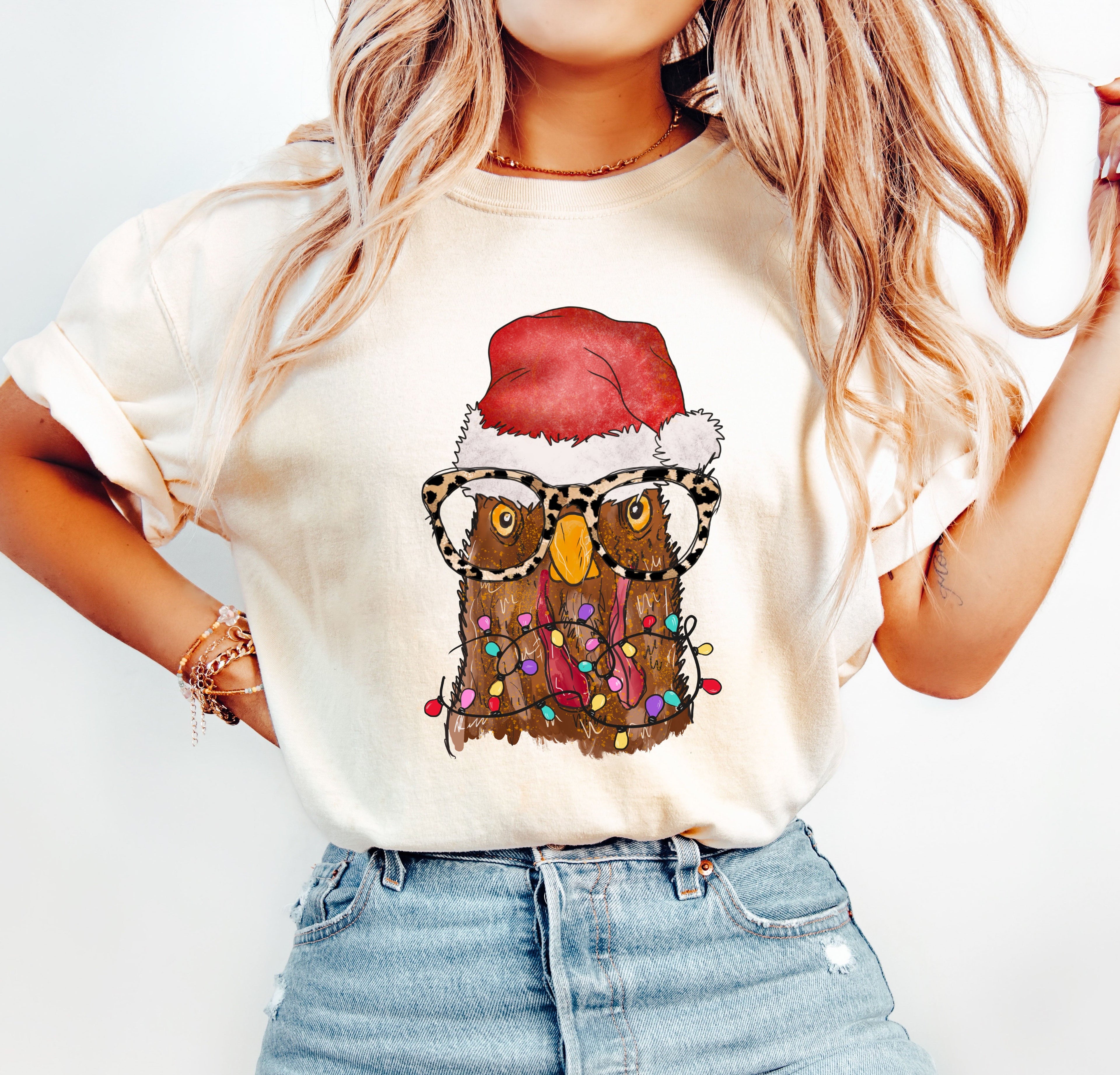 Tangled Chicken Funny Christmas Comfort Colors Tee