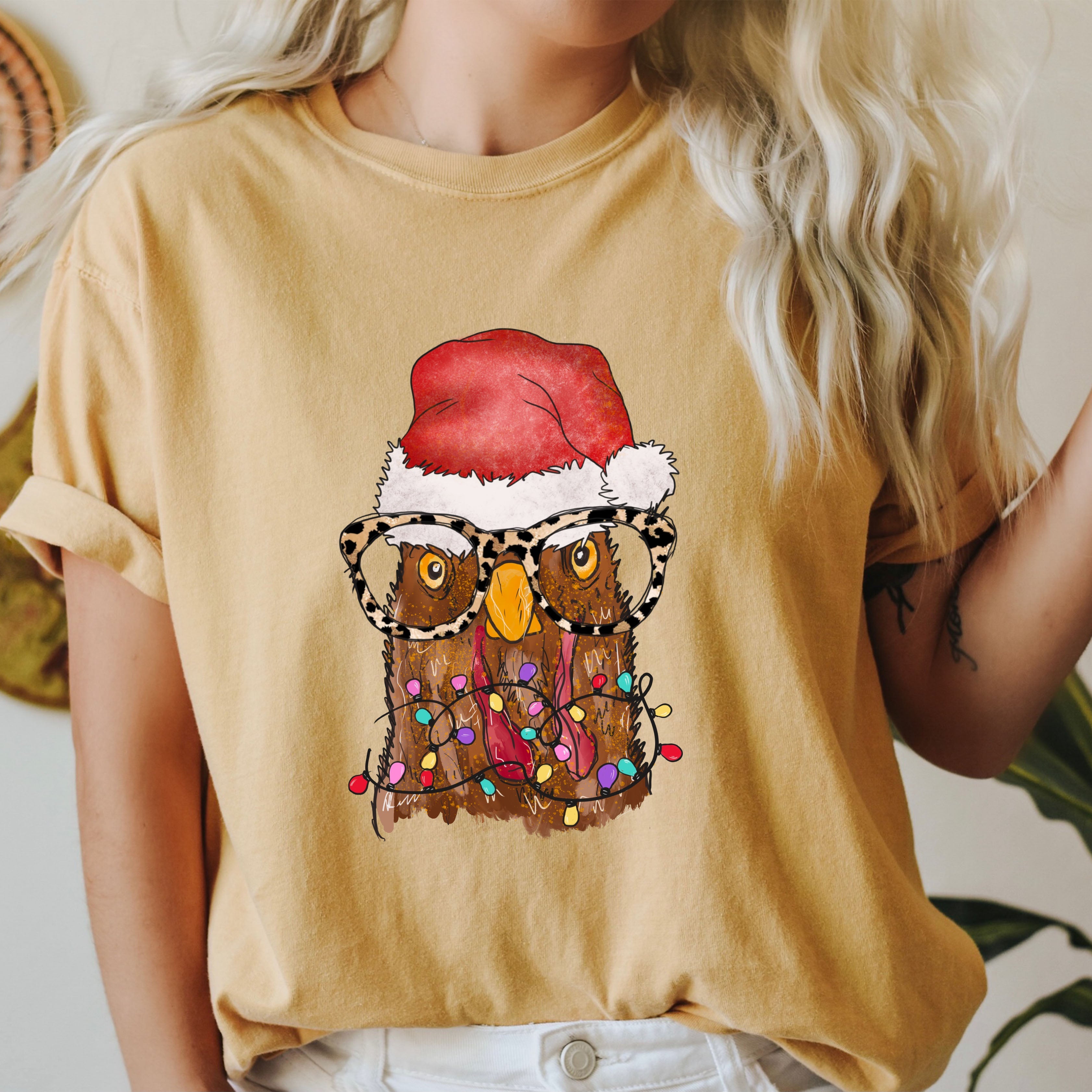 Tangled Chicken Funny Christmas Comfort Colors Tee