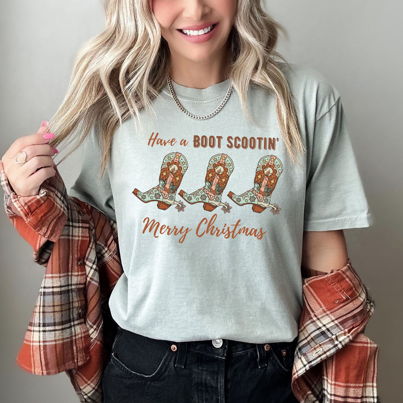 Have A Boot Scootin' Merry Christmas Vintage Classic Christmas Comfort Colors Tee