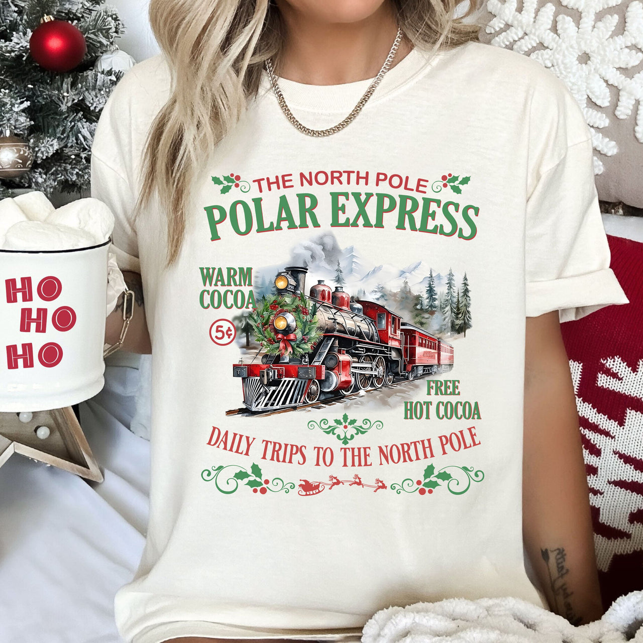 The North Pole Polar Express Holiday Edition Retro Classic Christmas Comfort Colors Tee