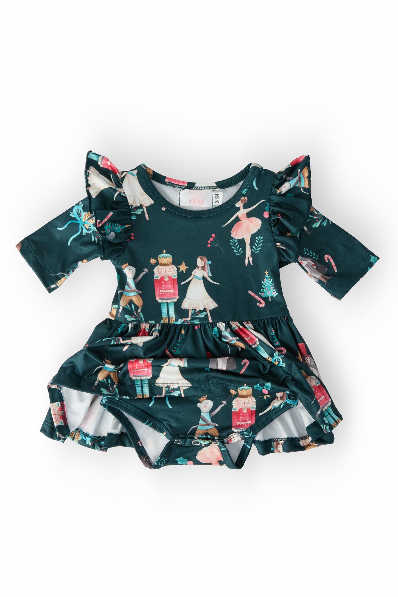 Christmas Ballet 3/4 Sleeve Flutter Twirl Bodysuit