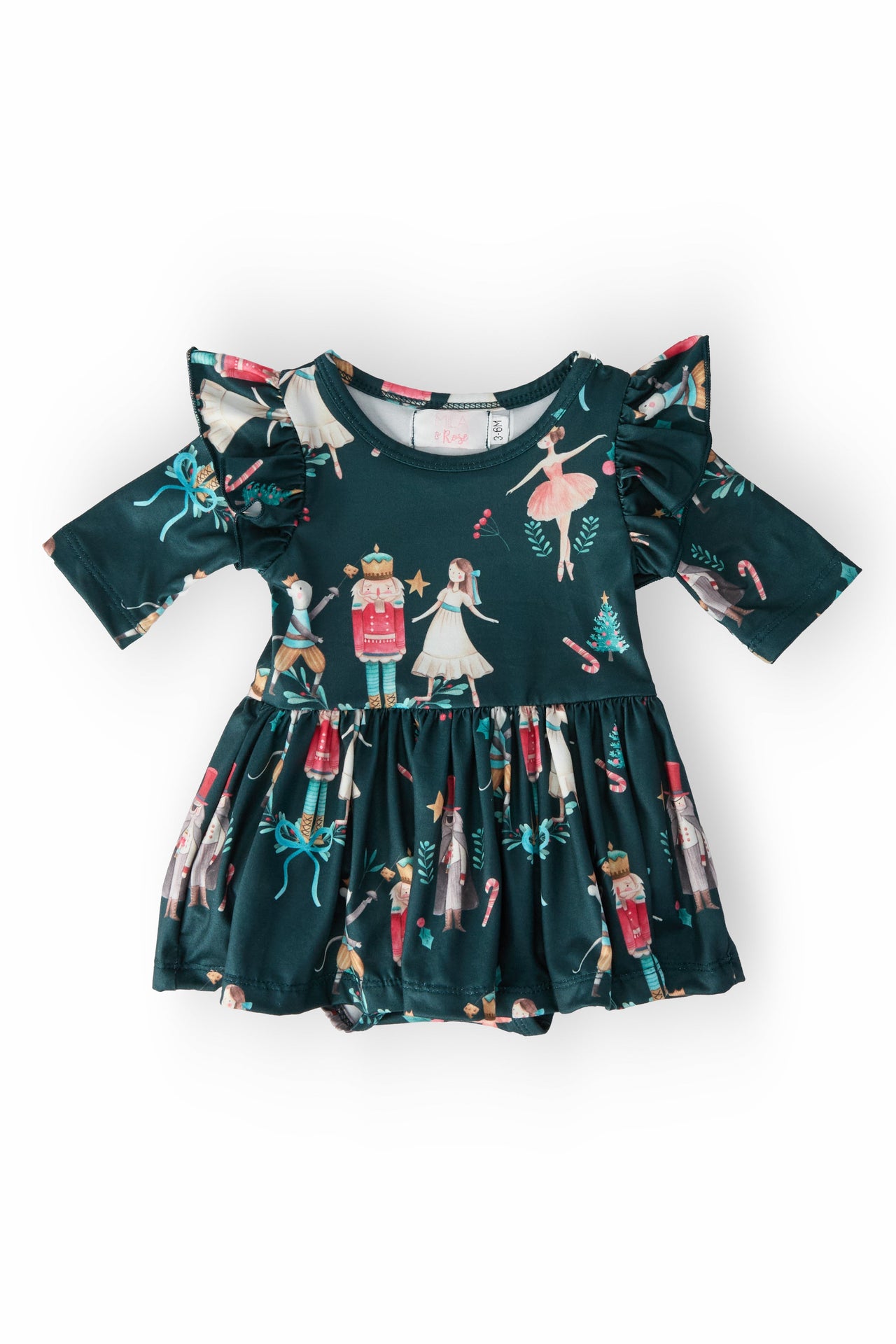 Christmas Ballet 3/4 Sleeve Flutter Twirl Bodysuit