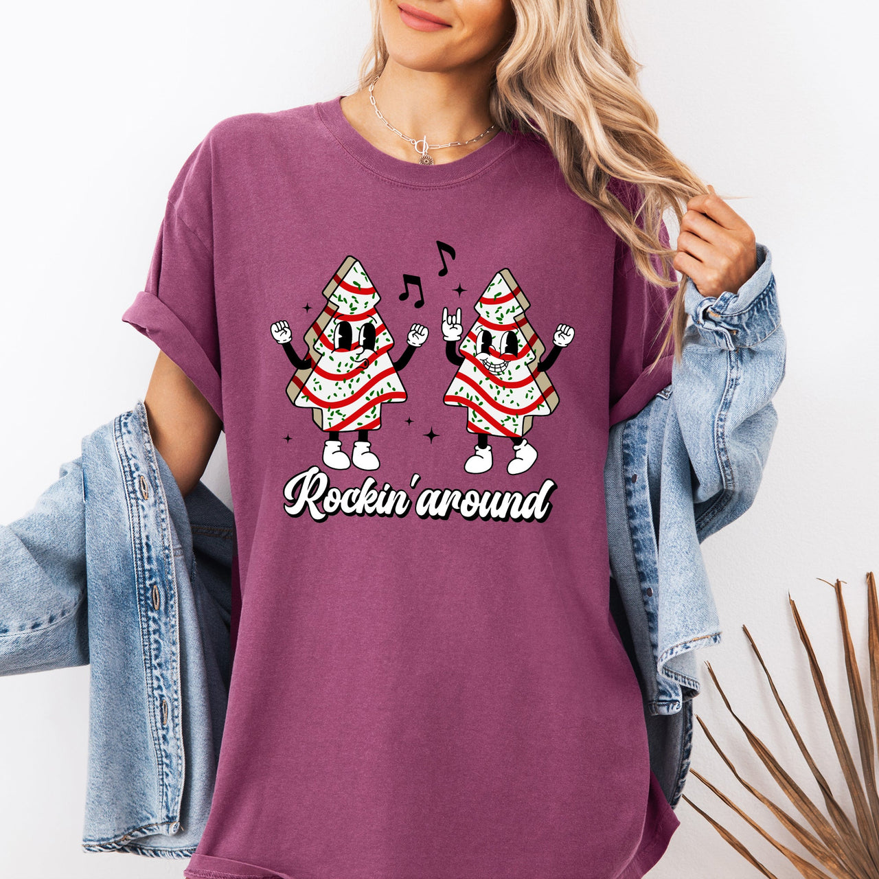Rockin Around Christmas Carols Pocket Santa Snow Xmas Cakes Joy Comfort Colors Tee