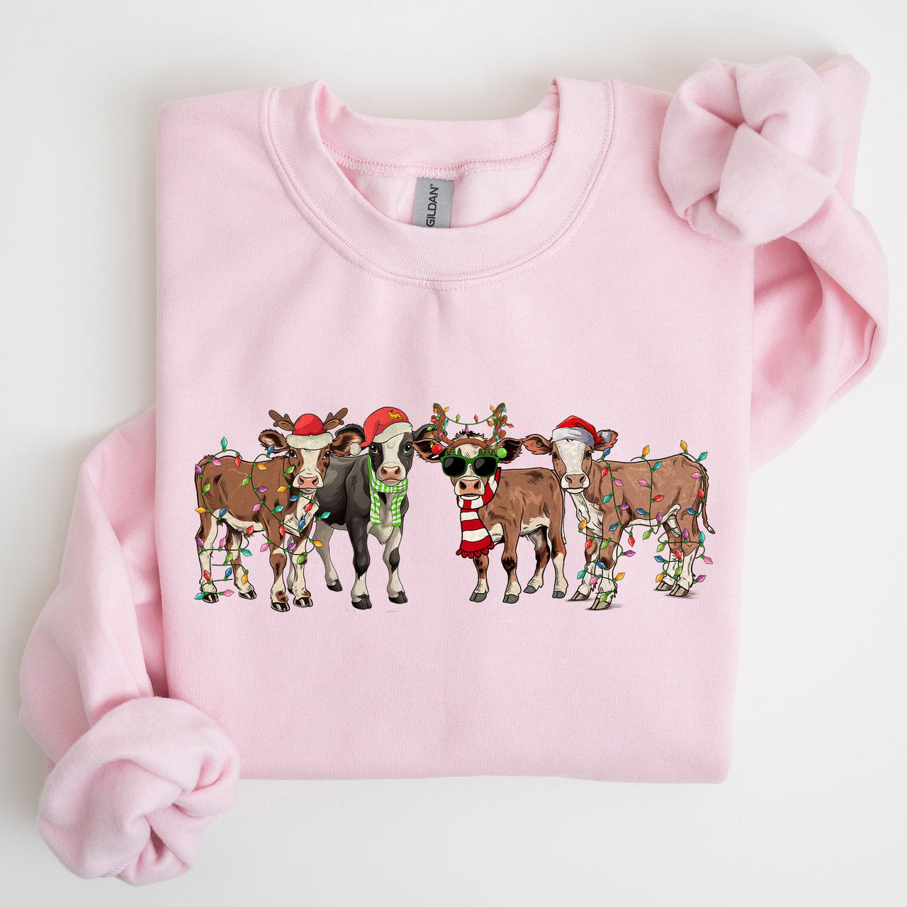 Christmas Calves Cow Lovers Santa Farm Life Winter Snow Xmas Winter Wonderland Edition Sweatshirt