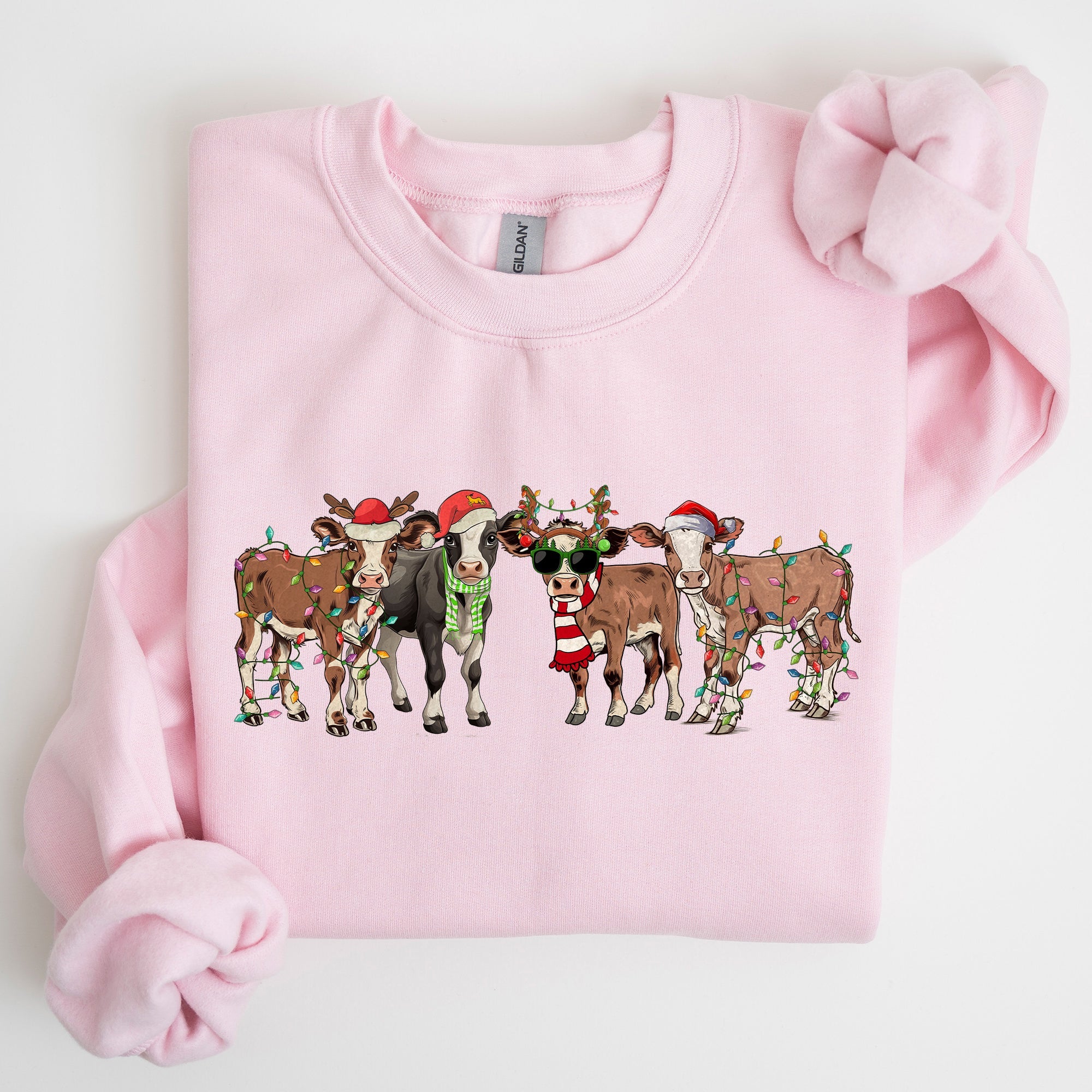 Christmas Calves Cow Lovers Santa Farm Life Winter Snow Xmas Winter Wonderland Edition Sweatshirt