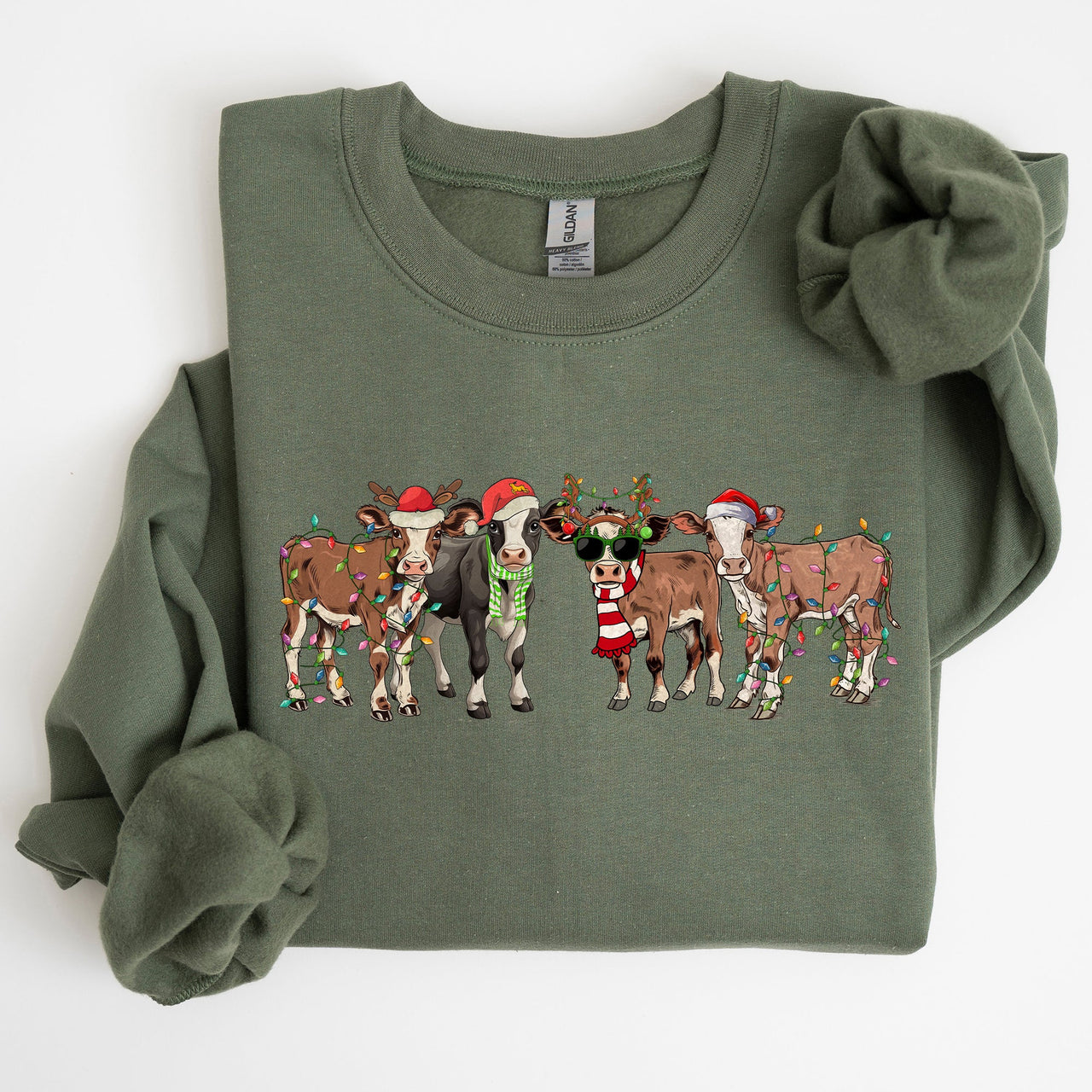 Christmas Calves Cow Lovers Santa Farm Life Winter Snow Xmas Winter Wonderland Edition Sweatshirt