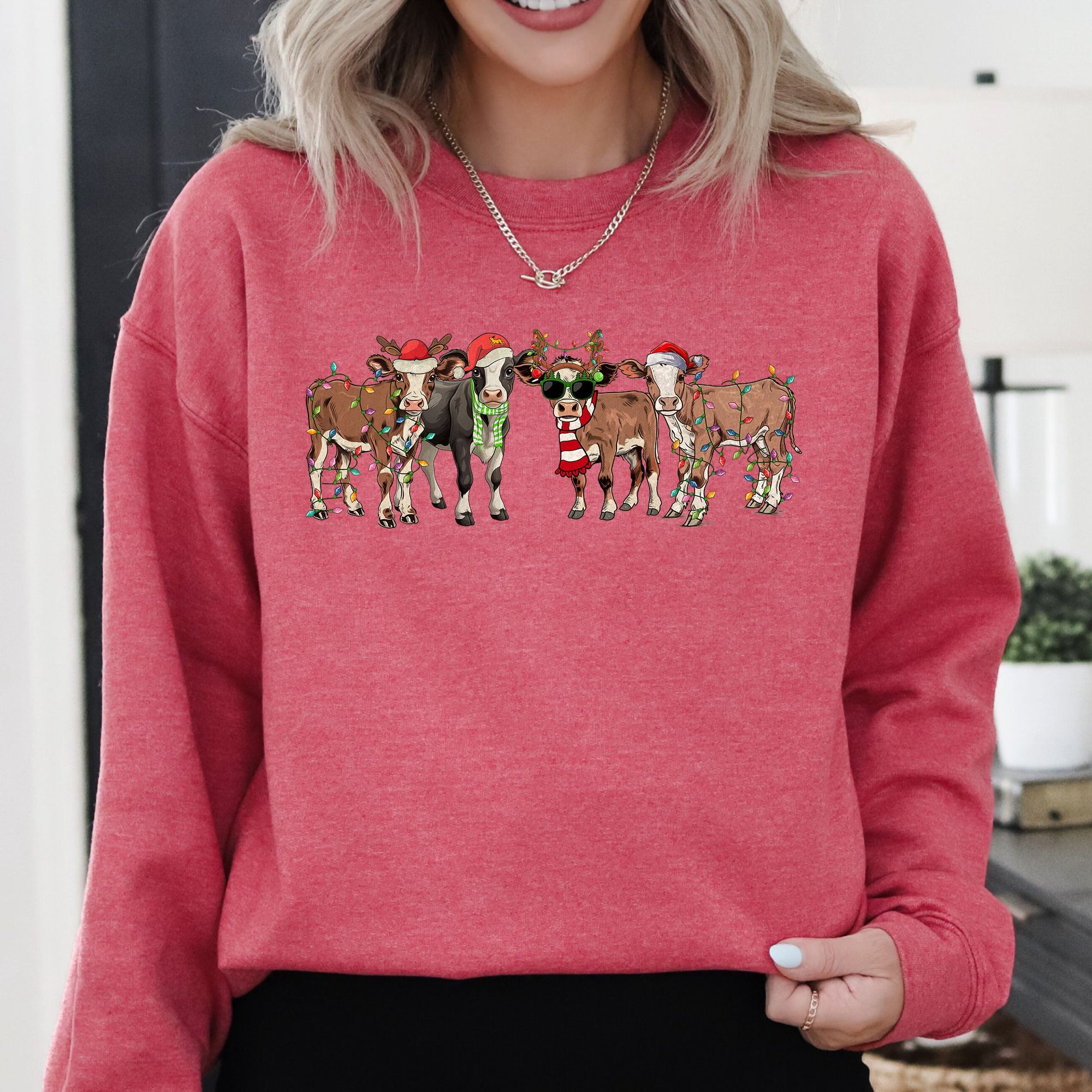 Christmas Calves Cow Lovers Santa Farm Life Winter Snow Xmas Winter Wonderland Edition Sweatshirt