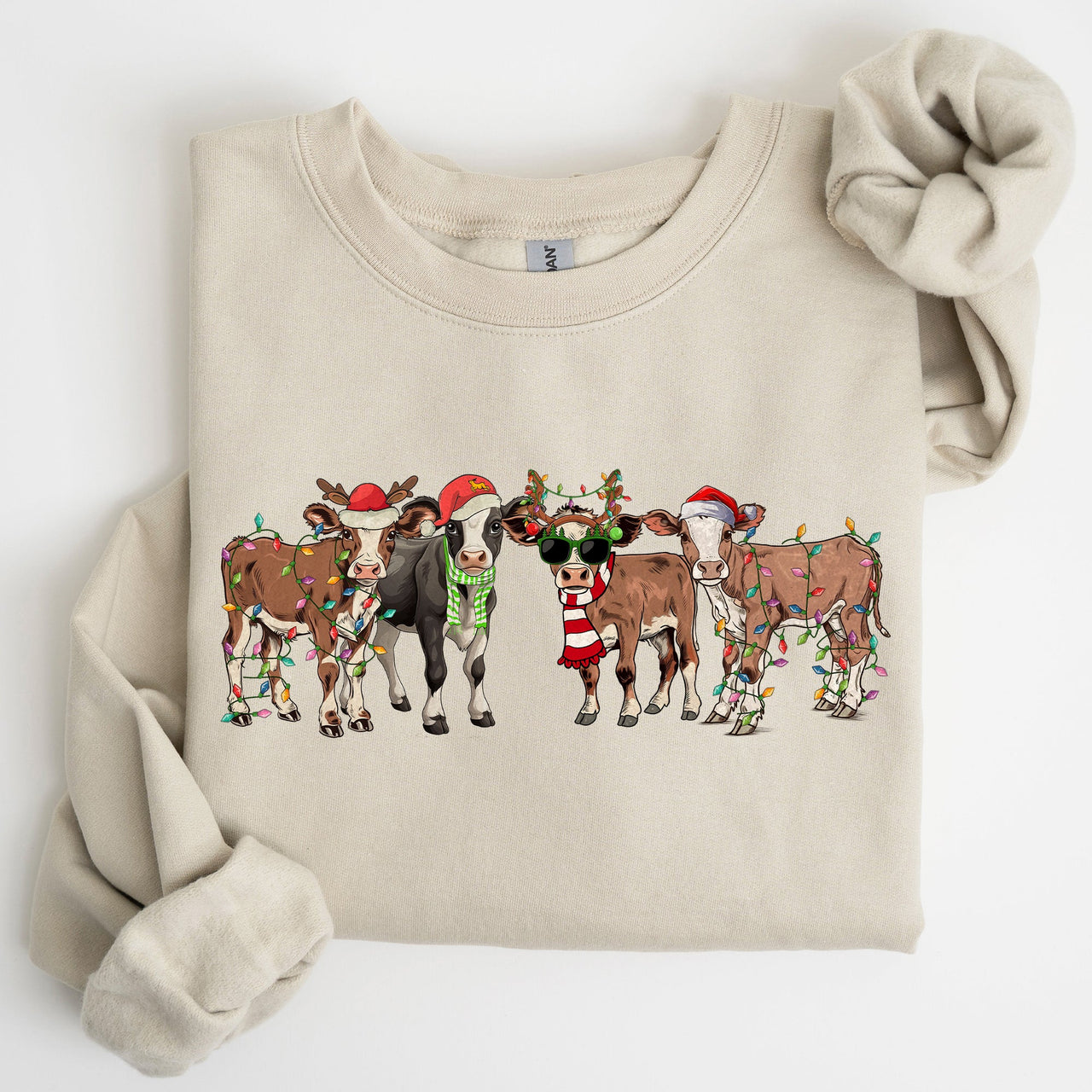 Christmas Calves Cow Lovers Santa Farm Life Winter Snow Xmas Winter Wonderland Edition Sweatshirt