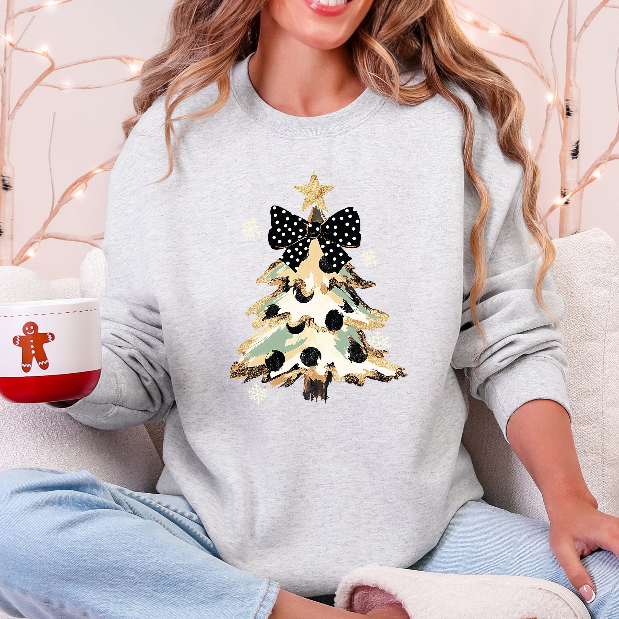 Christmas Camo Tree Santa Coquette Ribbon Festive Retro Cozy Graphic Seasonal Sweatshirt