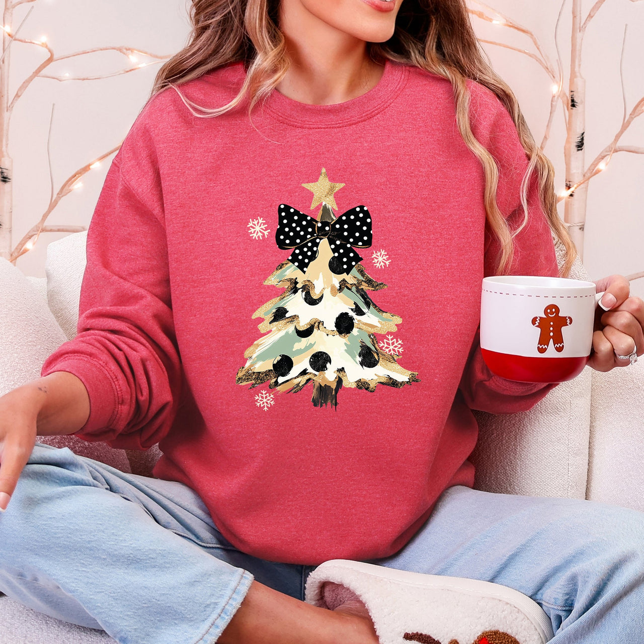 Christmas Camo Tree Santa Coquette Ribbon Festive Retro Cozy Graphic Seasonal Sweatshirt
