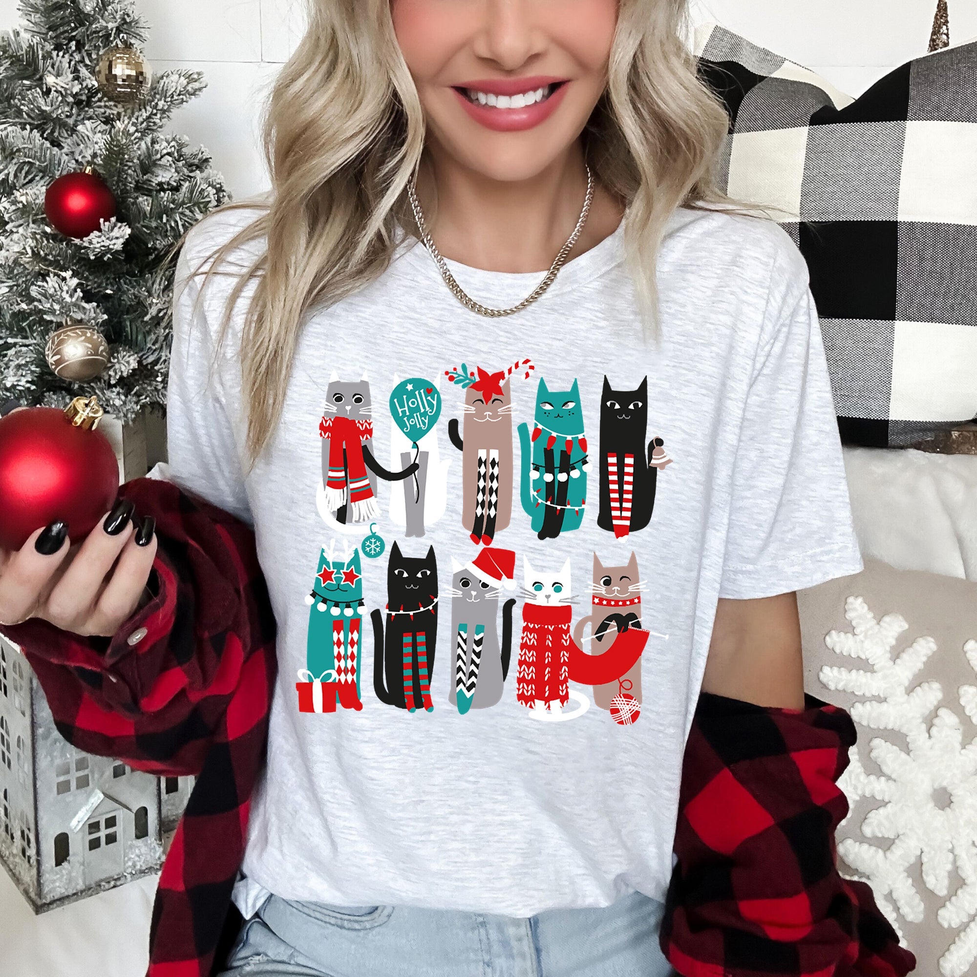 Christmas Cats Festive Feline Graphics For Pet Lovers And Cat Owners Graphic Tee
