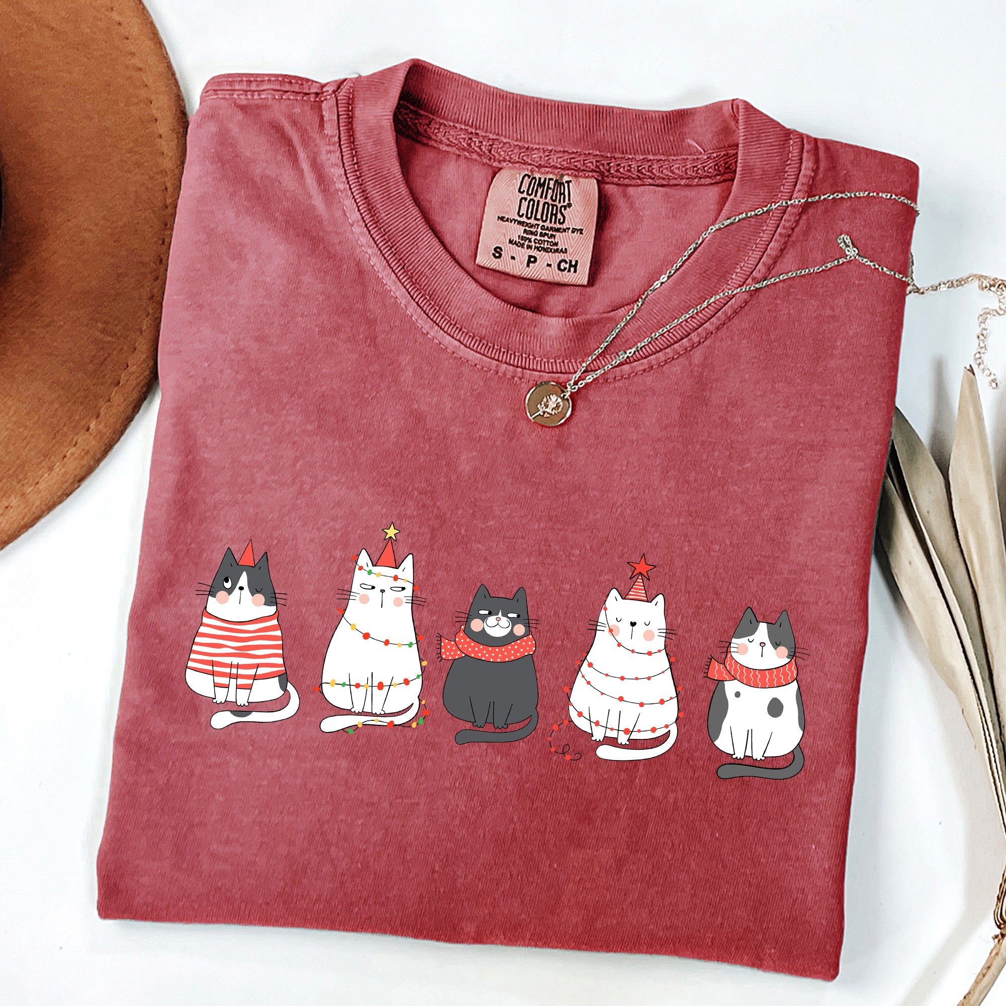 Christmas Cats Kitties Cat Lovers Santa Winter Snow Xmas Edition Comfort Colors Tee