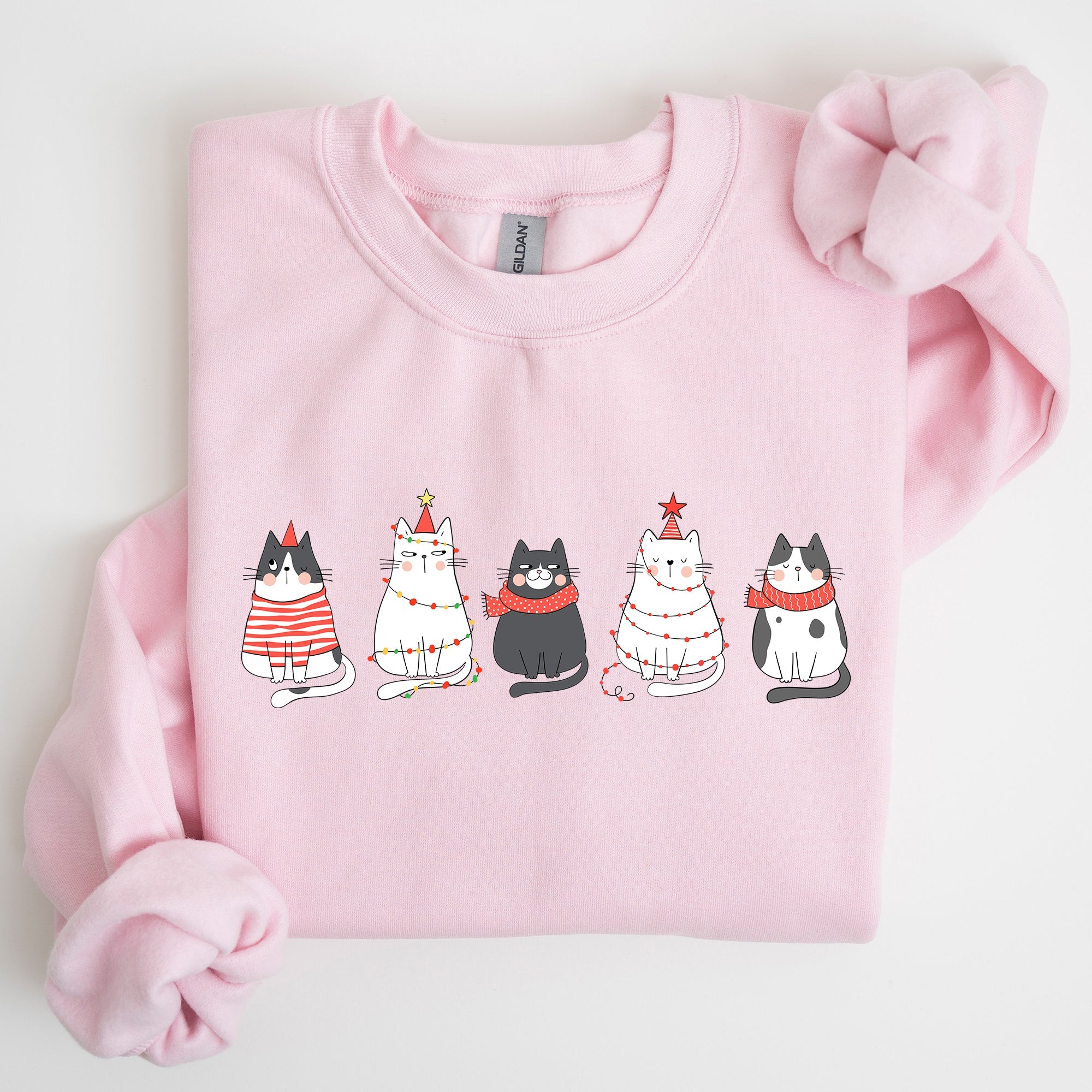 Charming Christmas Cats And Kitties Celebrating With Santa In A Snowy Xmas Scene Sweatshirt