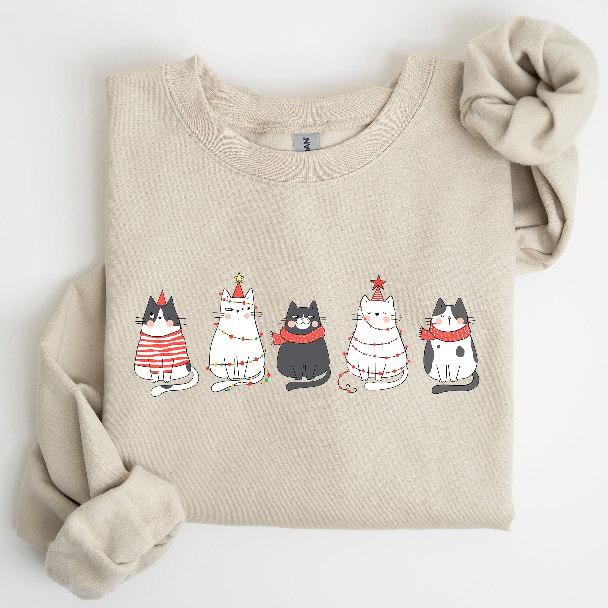 Charming Christmas Cats And Kitties Celebrating With Santa In A Snowy Xmas Scene Sweatshirt