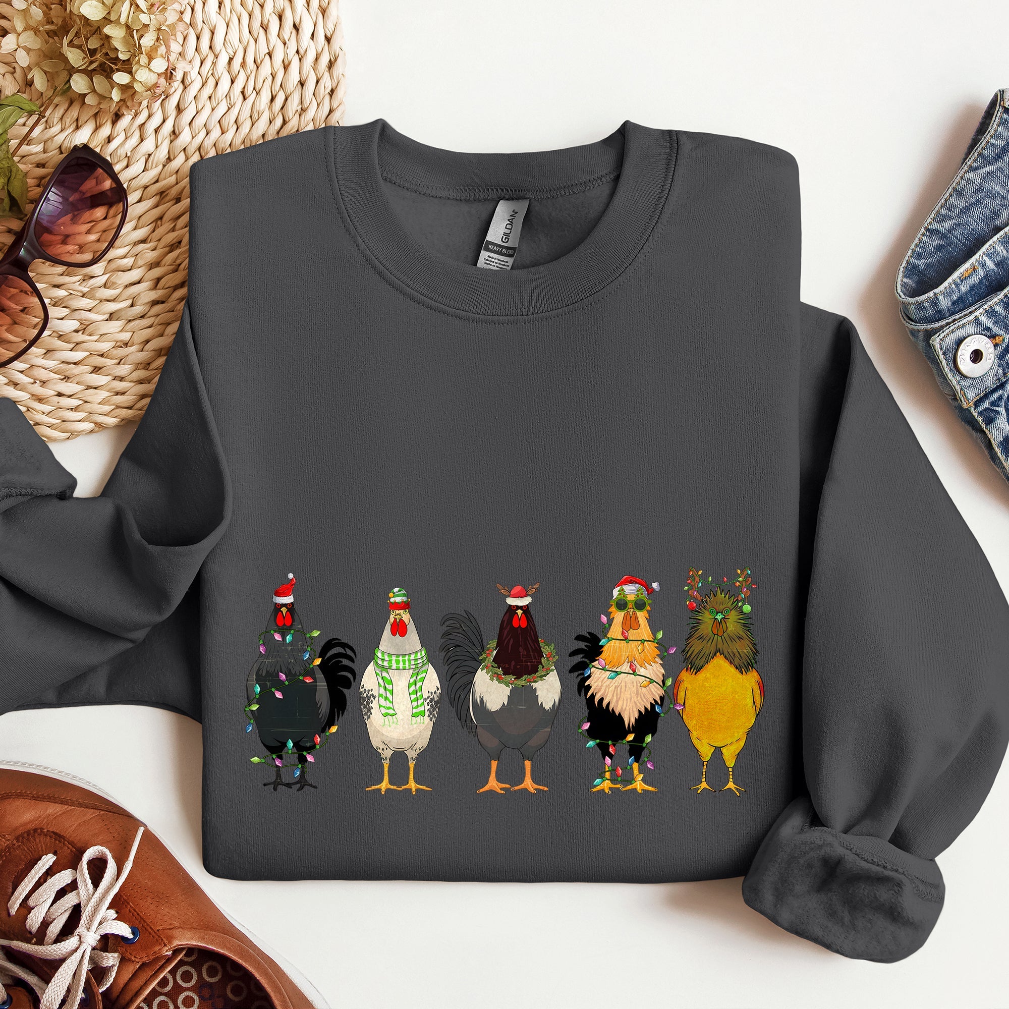Christmas Chickens, Chicken Lovers, Santa, Farm Life Holiday Edition Collection Sweatshirt