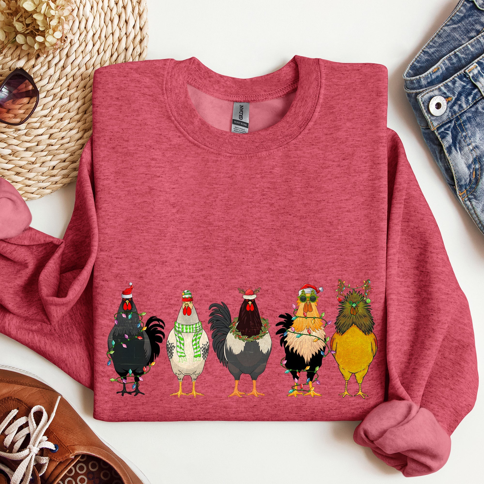 Christmas Chickens, Chicken Lovers, Santa, Farm Life Holiday Edition Collection Sweatshirt
