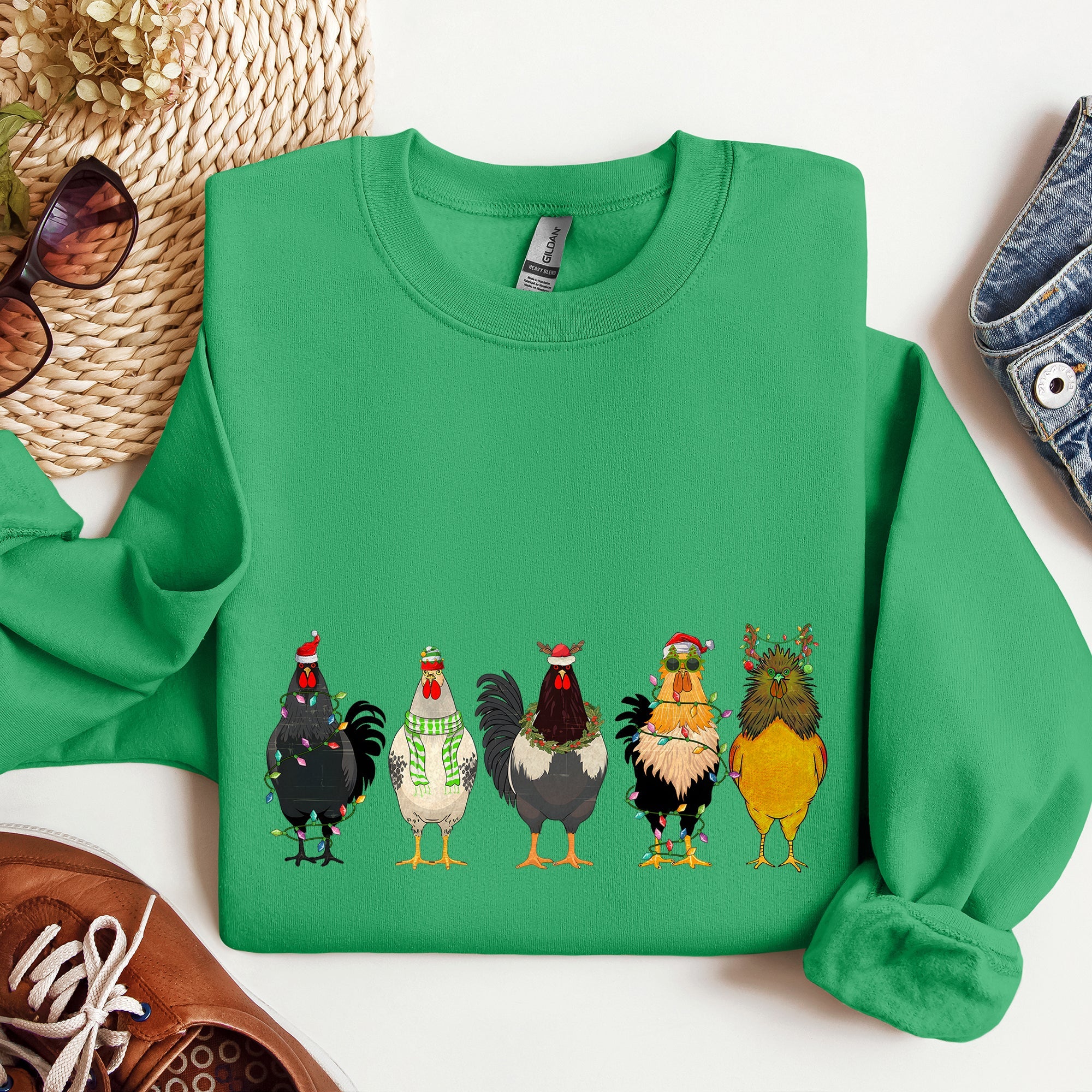 Christmas Chickens, Chicken Lovers, Santa, Farm Life Holiday Edition Collection Sweatshirt