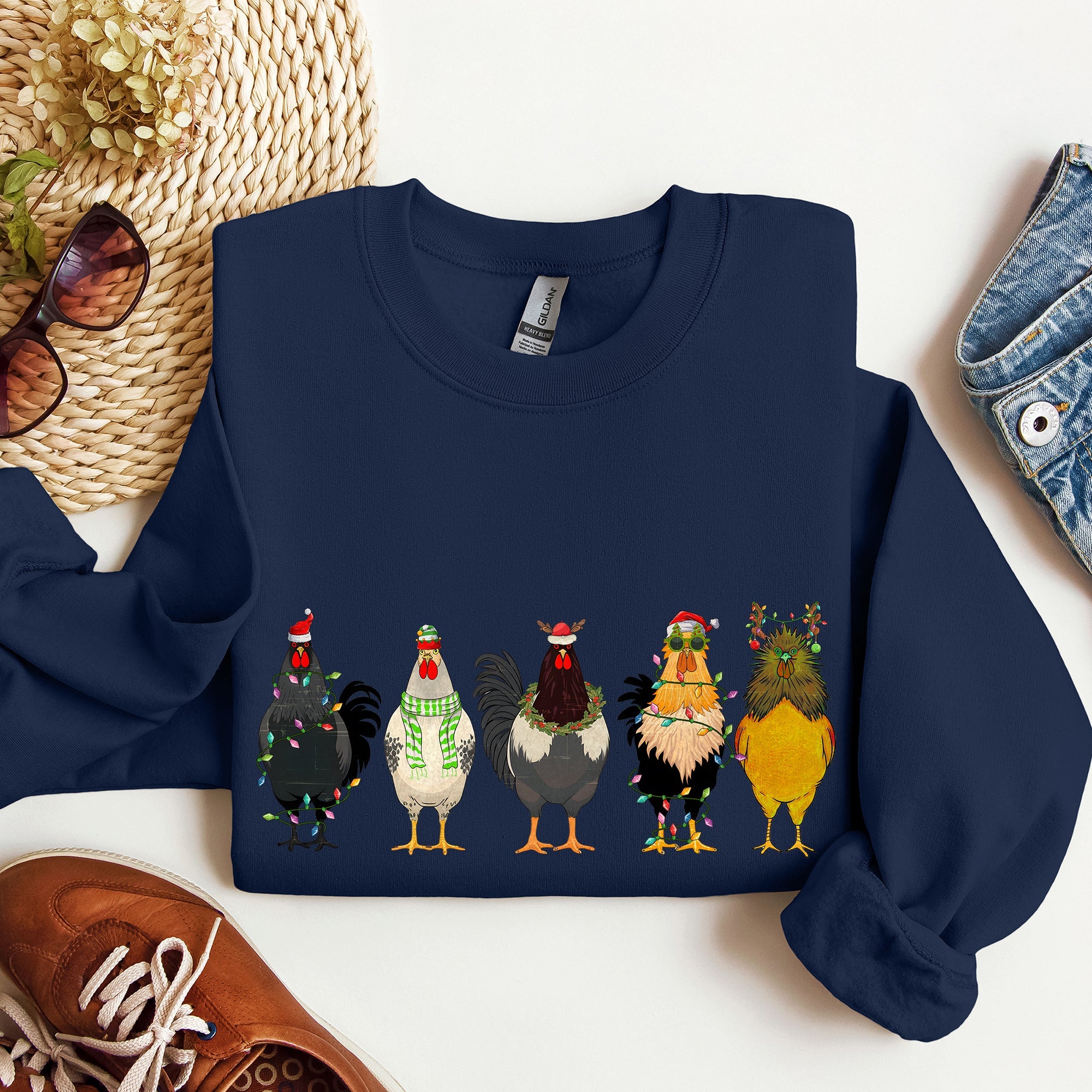 Christmas Chickens, Chicken Lovers, Santa, Farm Life Holiday Edition Collection Sweatshirt
