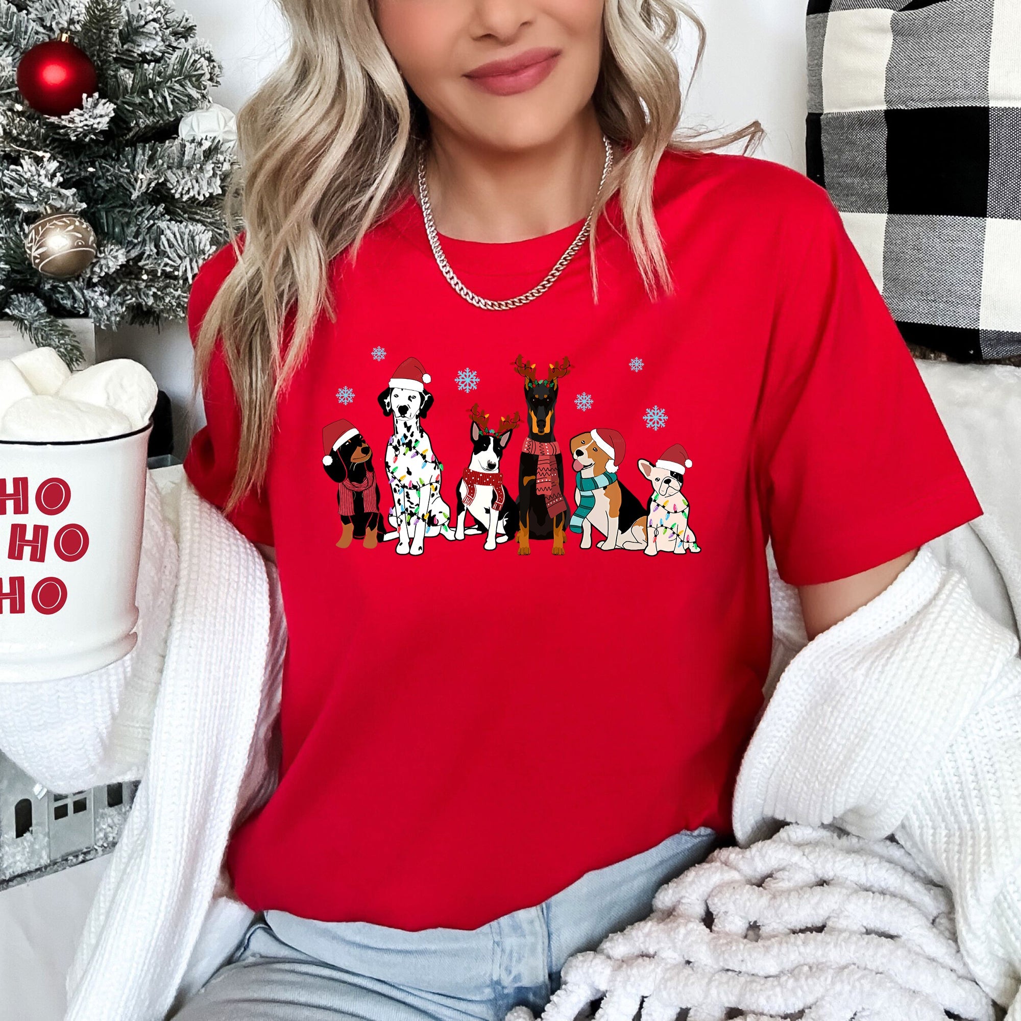 Christmas Dogs Dalmatian French Bulldog Santa Claus Dog Lovers Limited Edition Graphic Tee