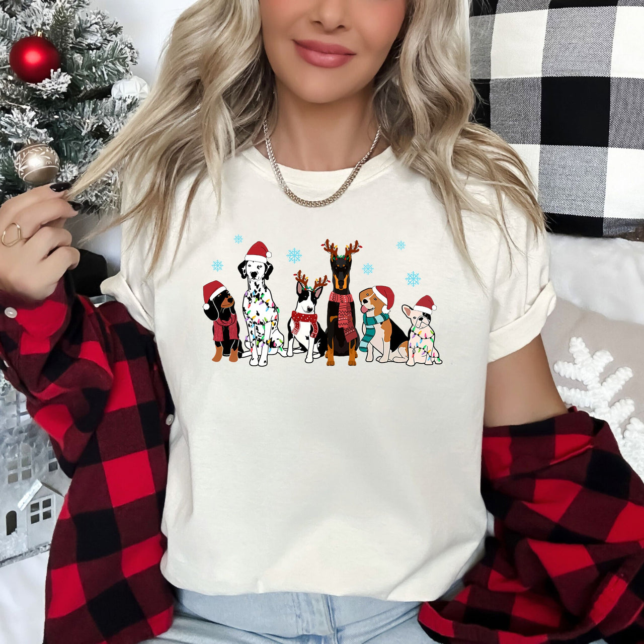 Christmas Dogs Dalmatian French Bulldog Santa Claus Dog Lovers Limited Edition Graphic Tee