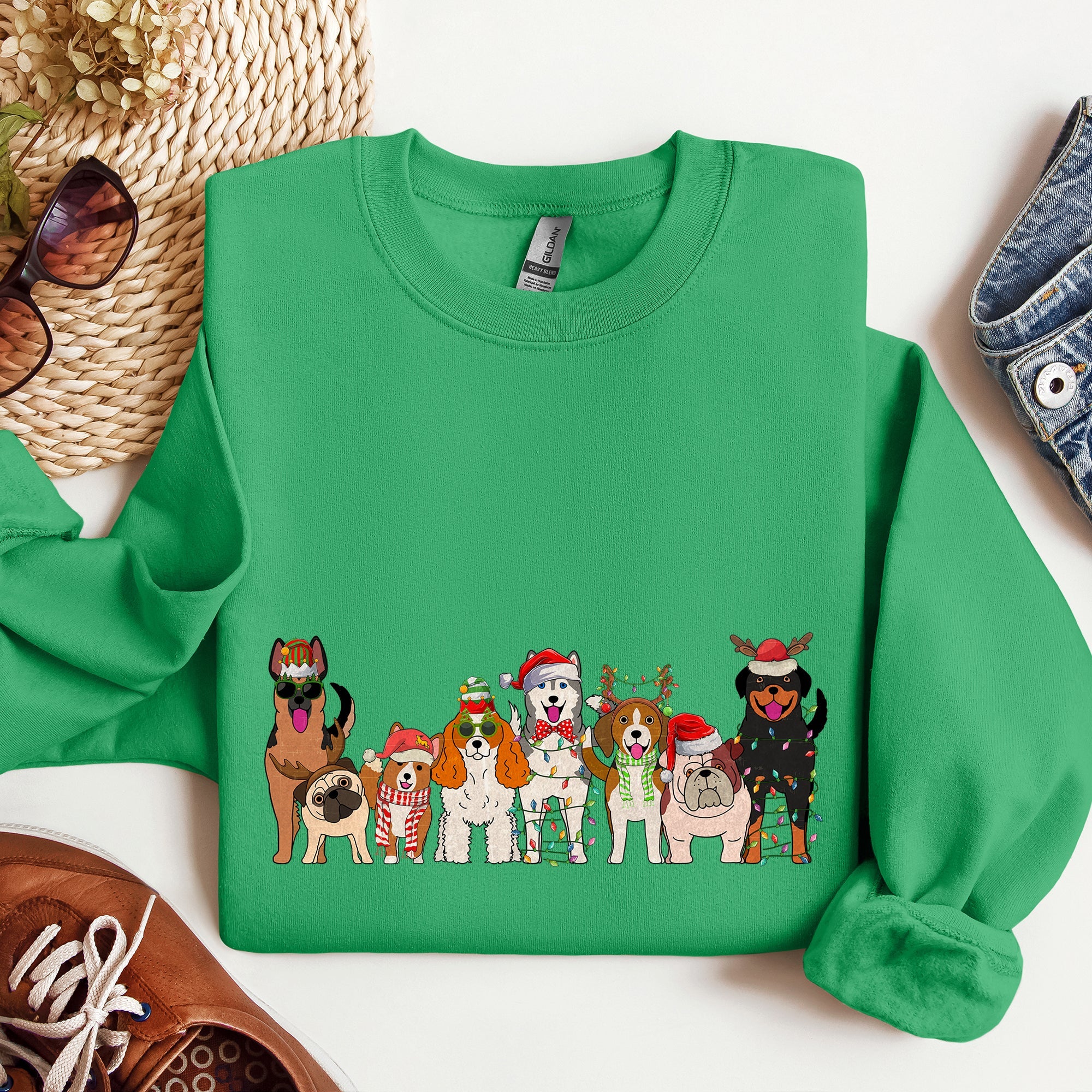 Christmas Dogs Santa Claus Illustration For Dog Lovers Pet Owners Cozy Holiday Sweatshirt