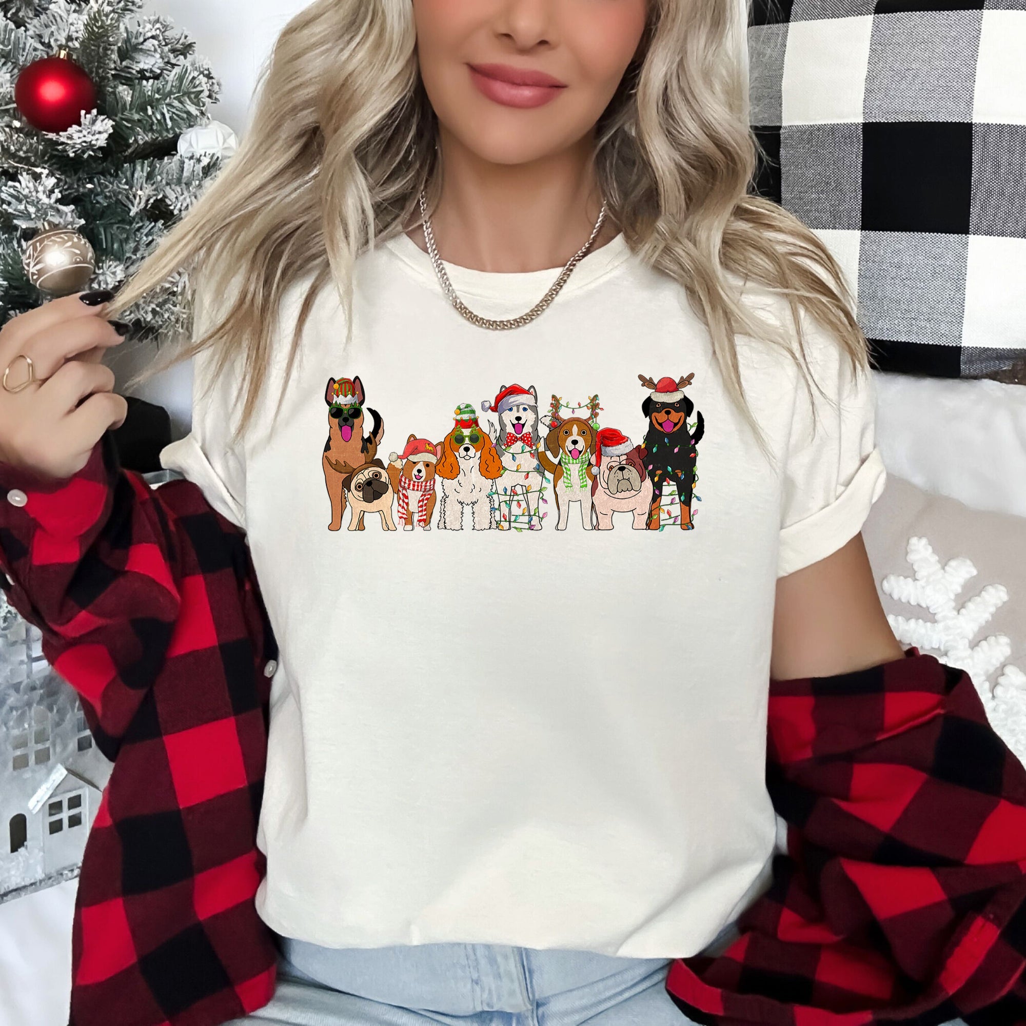 Christmas Dogs, Dog Lovers, Santa Graphic Tee