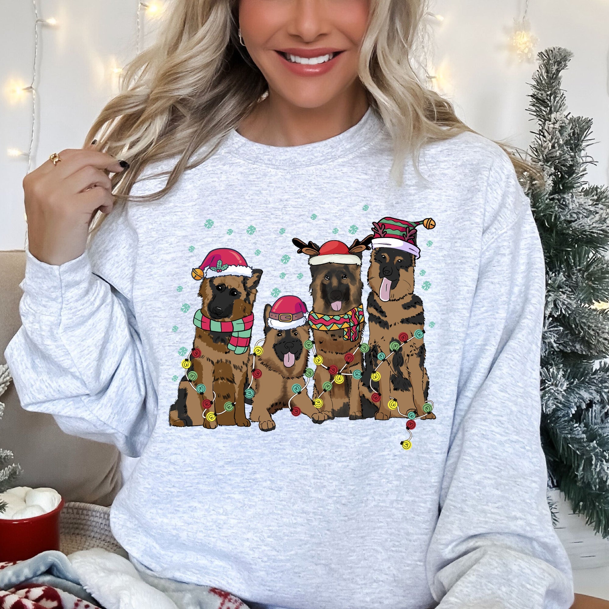 Christmas Dogs German Shepherd Santa Claus Dog Lovers Festive Furry Friends Holiday Celebration Sweatshirt